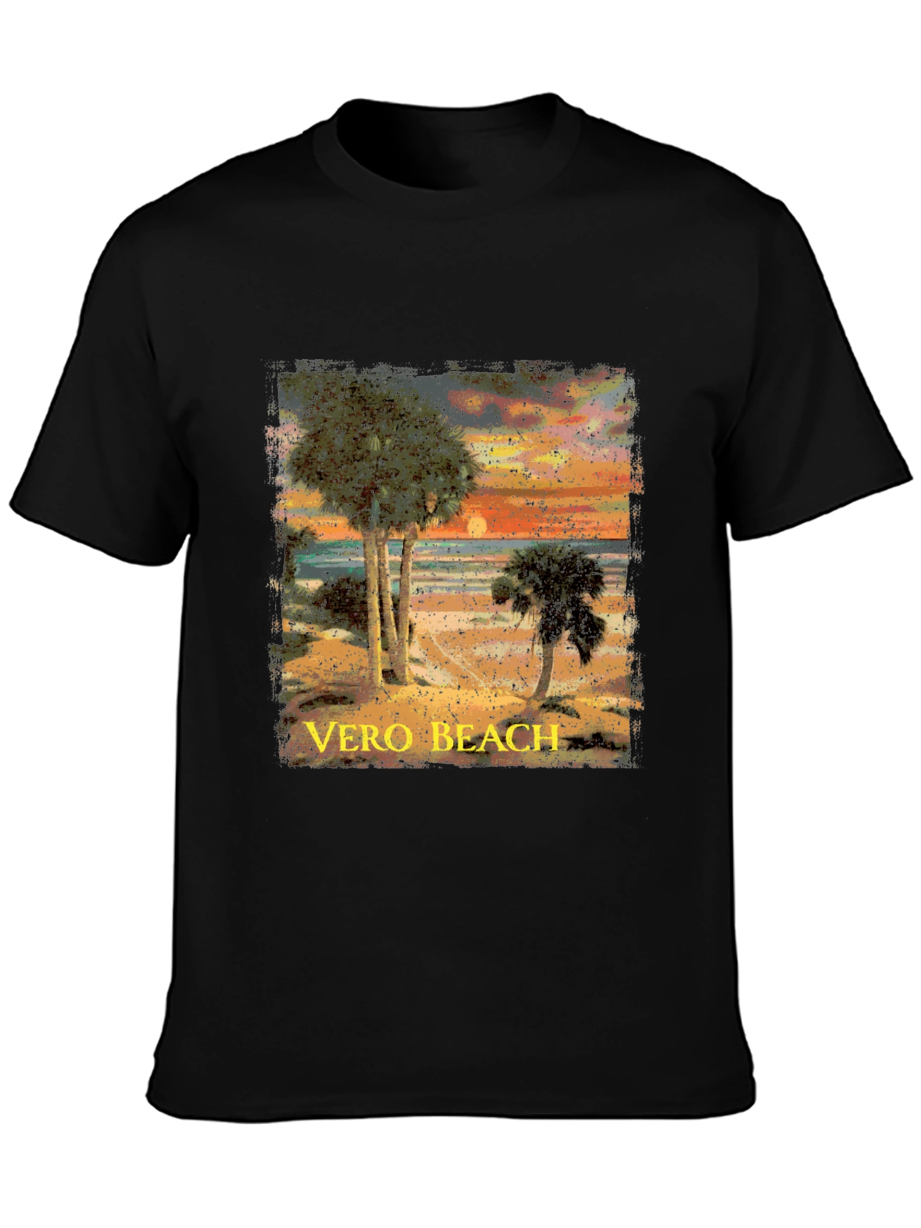 Vero Beach Sunset Graphic T-Shirt - Black