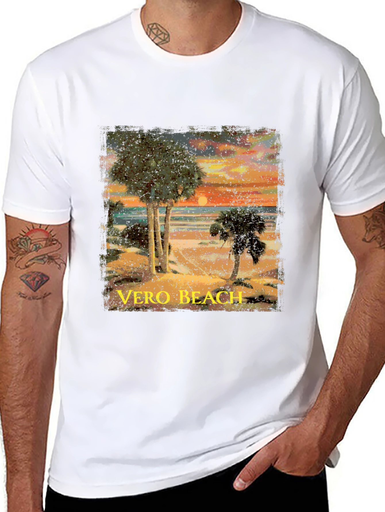 Vero Beach Sunset Graphic T-Shirt - Black