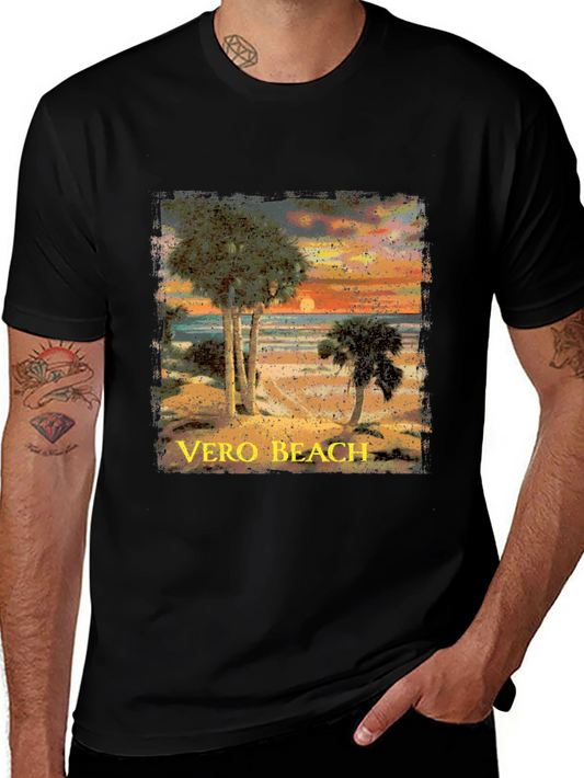 Vero Beach Sunset Graphic T-Shirt - Black