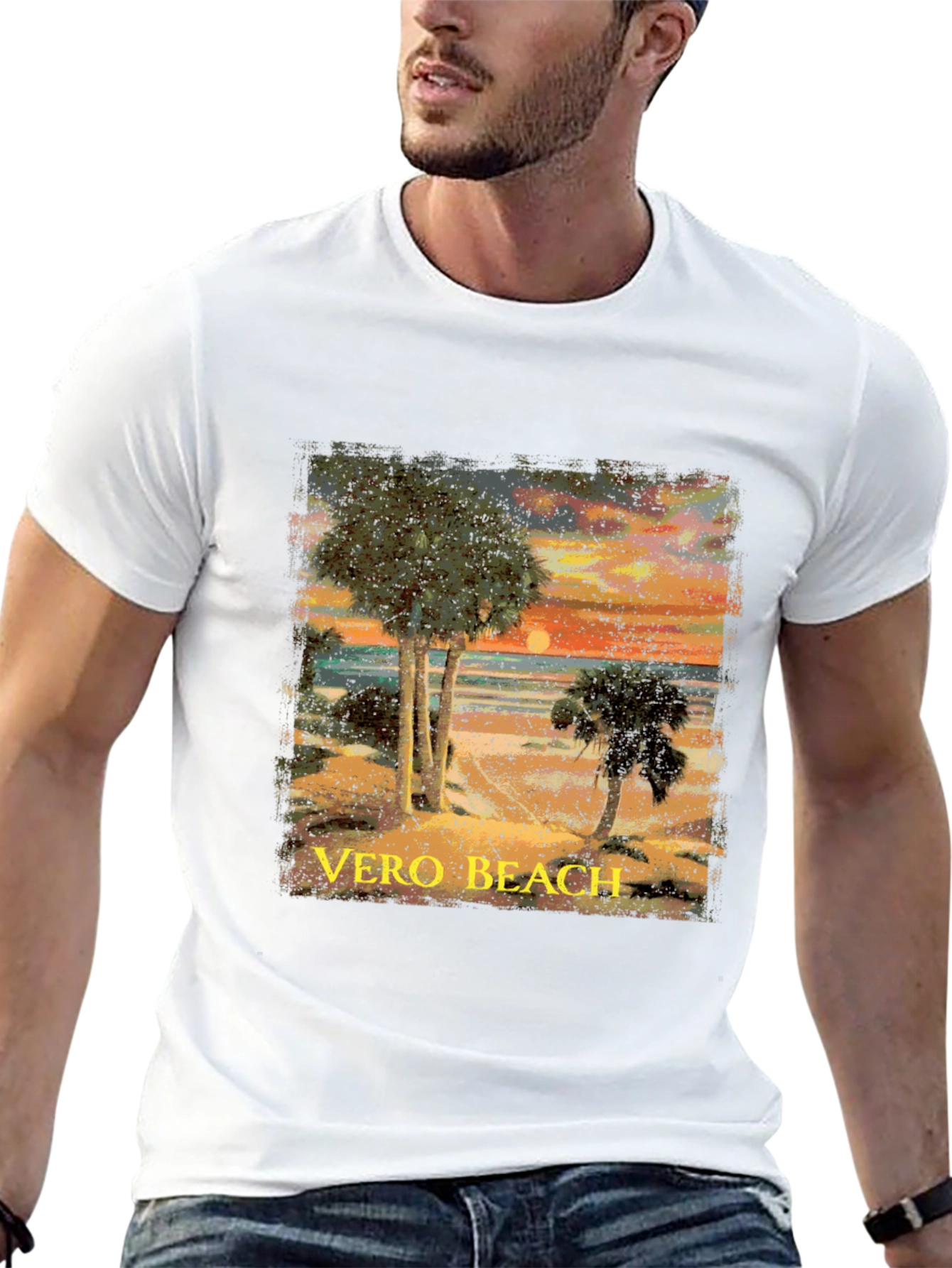 Vero Beach Sunset Graphic T-Shirt - Black