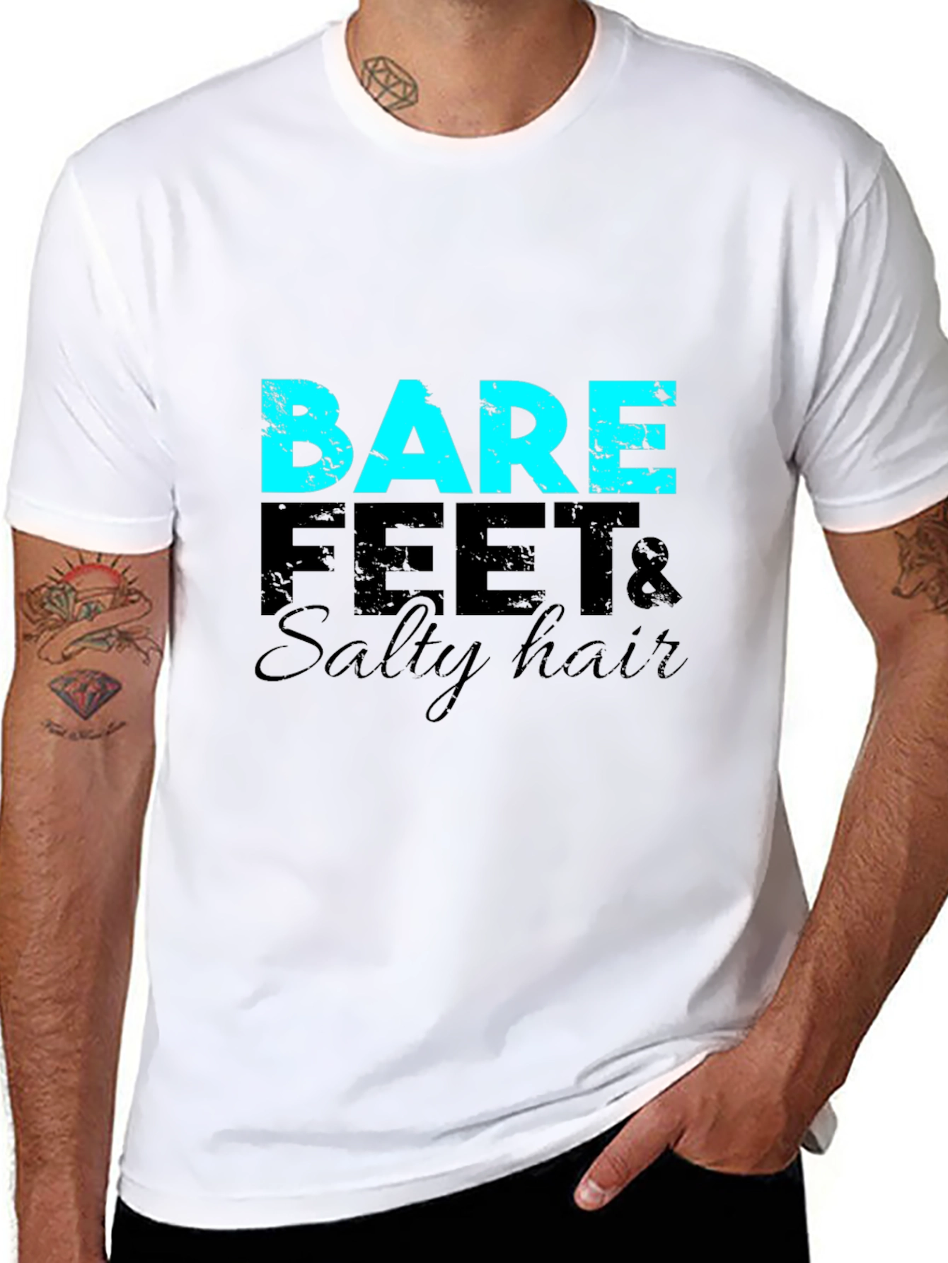 Bare Feet & Salty Hair Graphic T-Shirt - Black