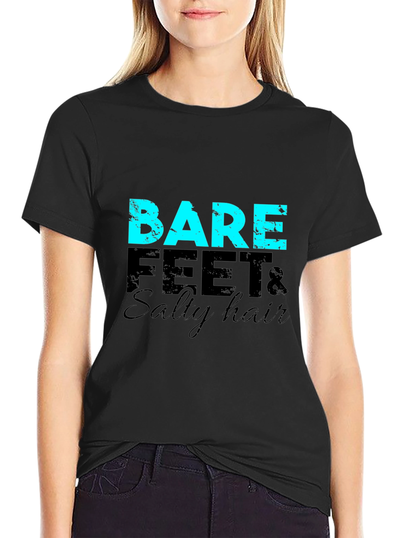 Bare Feet & Salty Hair Graphic T-Shirt - Black