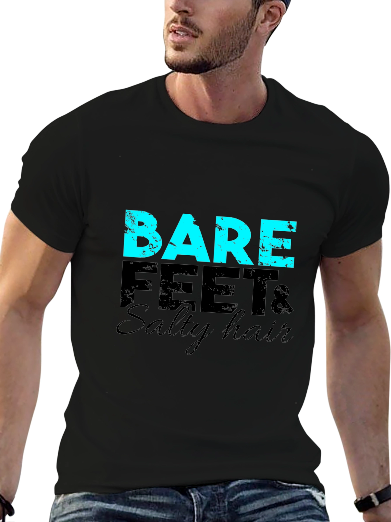 Bare Feet & Salty Hair Graphic T-Shirt - Black