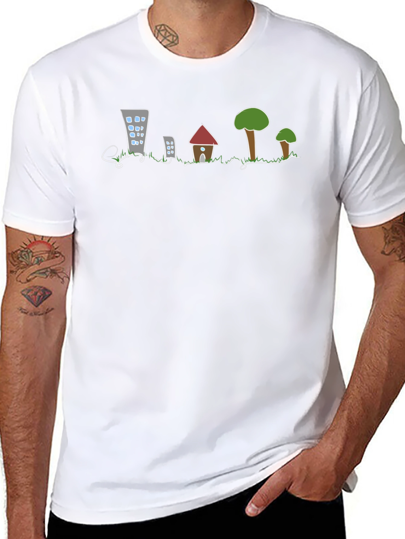 Cityscape Sketch Tee - Urban & Nature Design