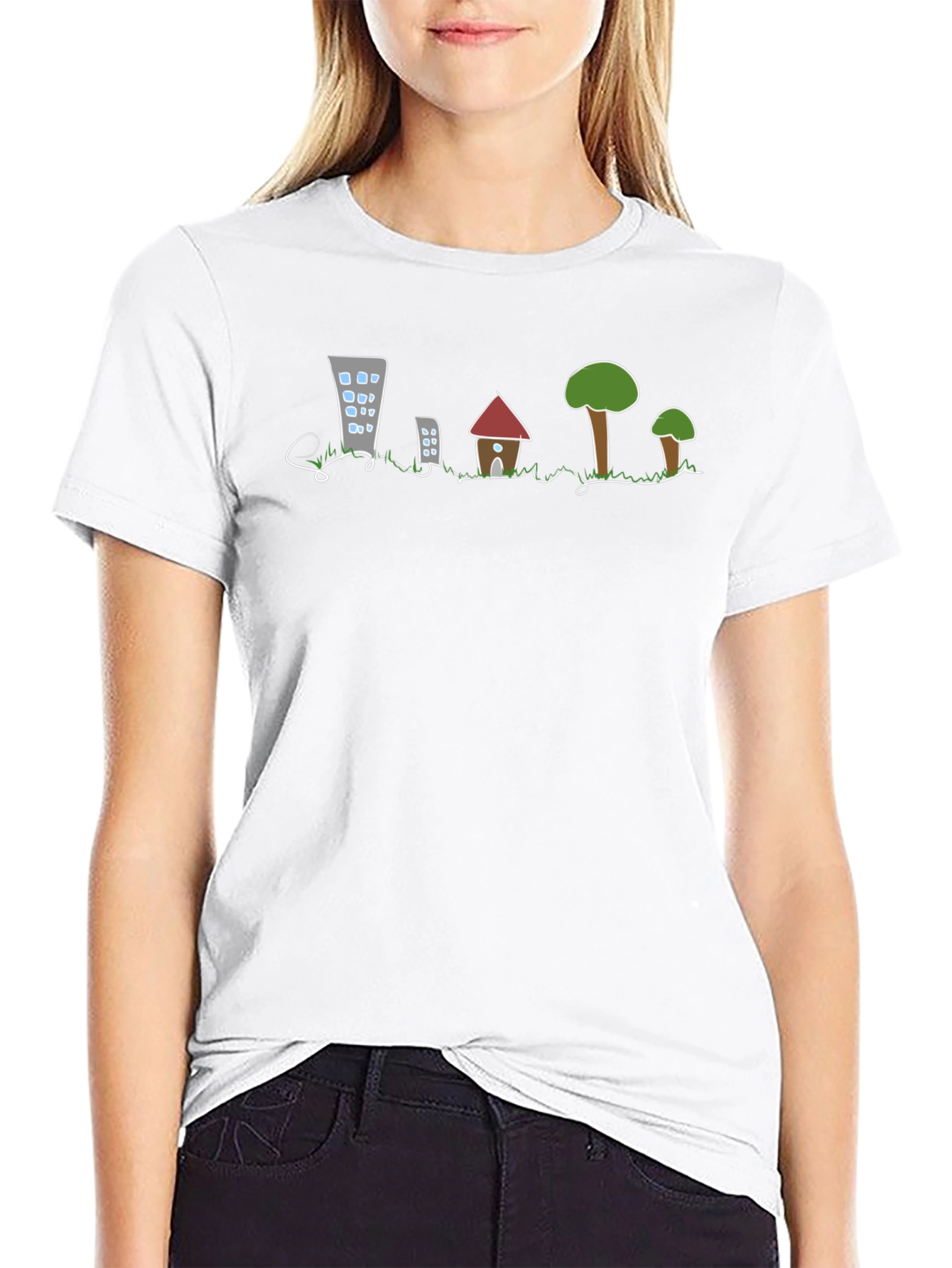 Cityscape Sketch Tee - Urban & Nature Design