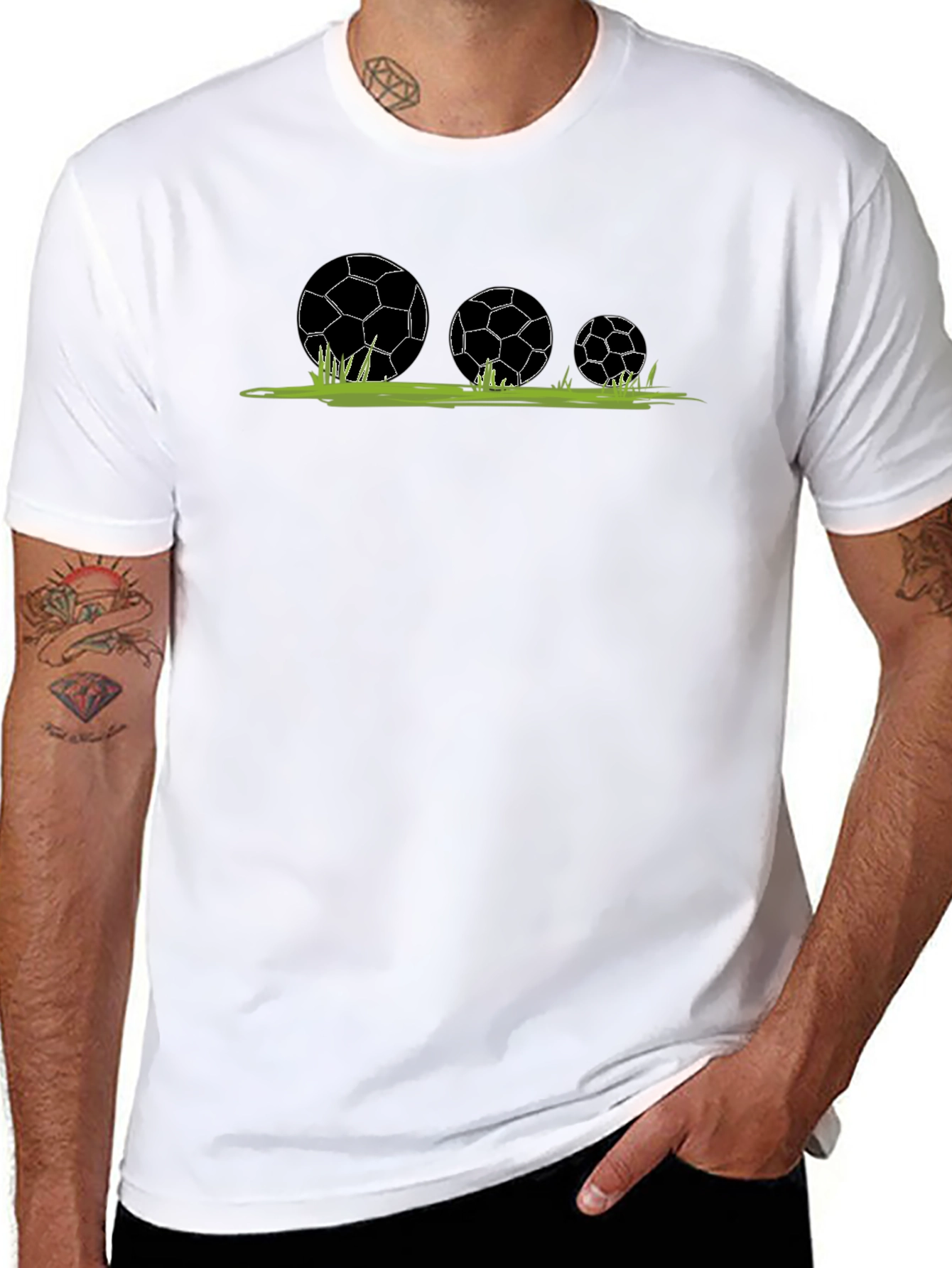 Soccer Balls in Grass Graphic T-Shirt