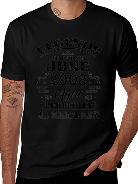 Legends Born in June 2008 Aged Perfectly Black T-Shirt