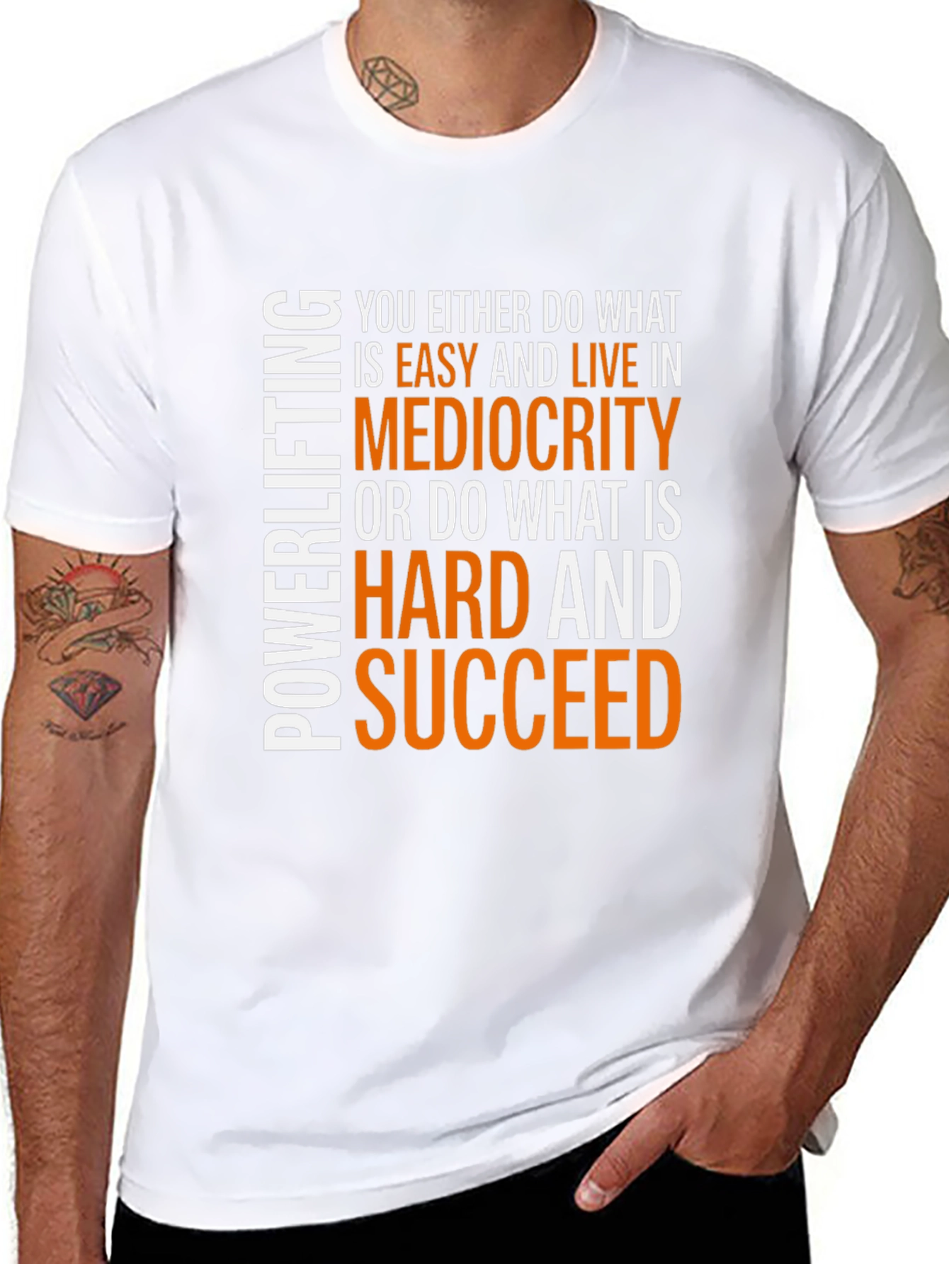 Motivational Powerlifting T-Shirt - Succeed Hard!