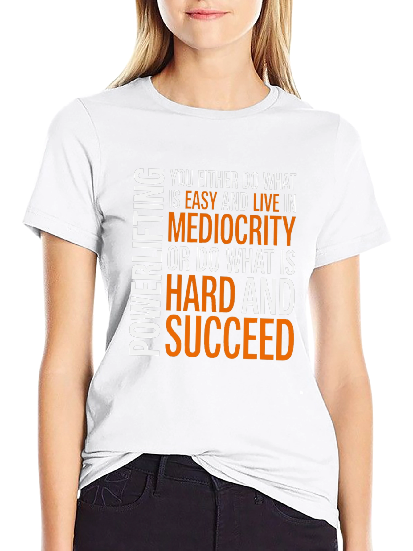 Motivational Powerlifting T-Shirt - Succeed Hard!