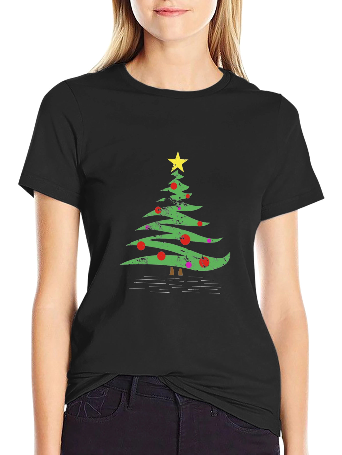 Christmas Tree Graphic Tee - Holiday Festive Style