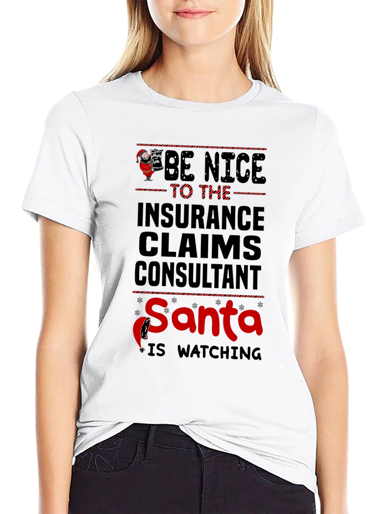 Insurance Claims Consultant Santa Watching T-Shirt