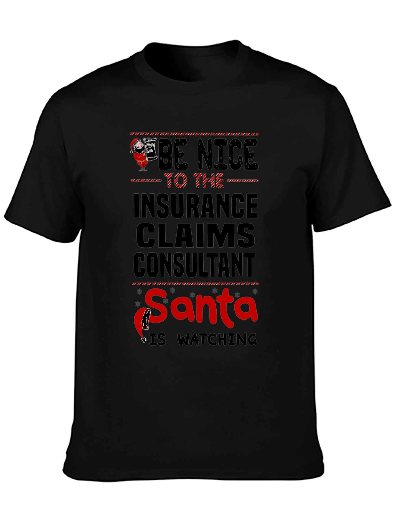 Insurance Claims Consultant Santa Watching T-Shirt
