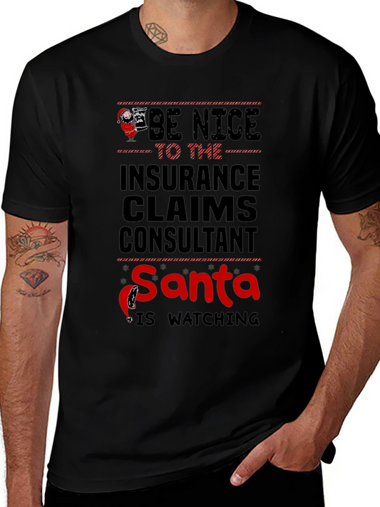 Insurance Claims Consultant Santa Watching T-Shirt