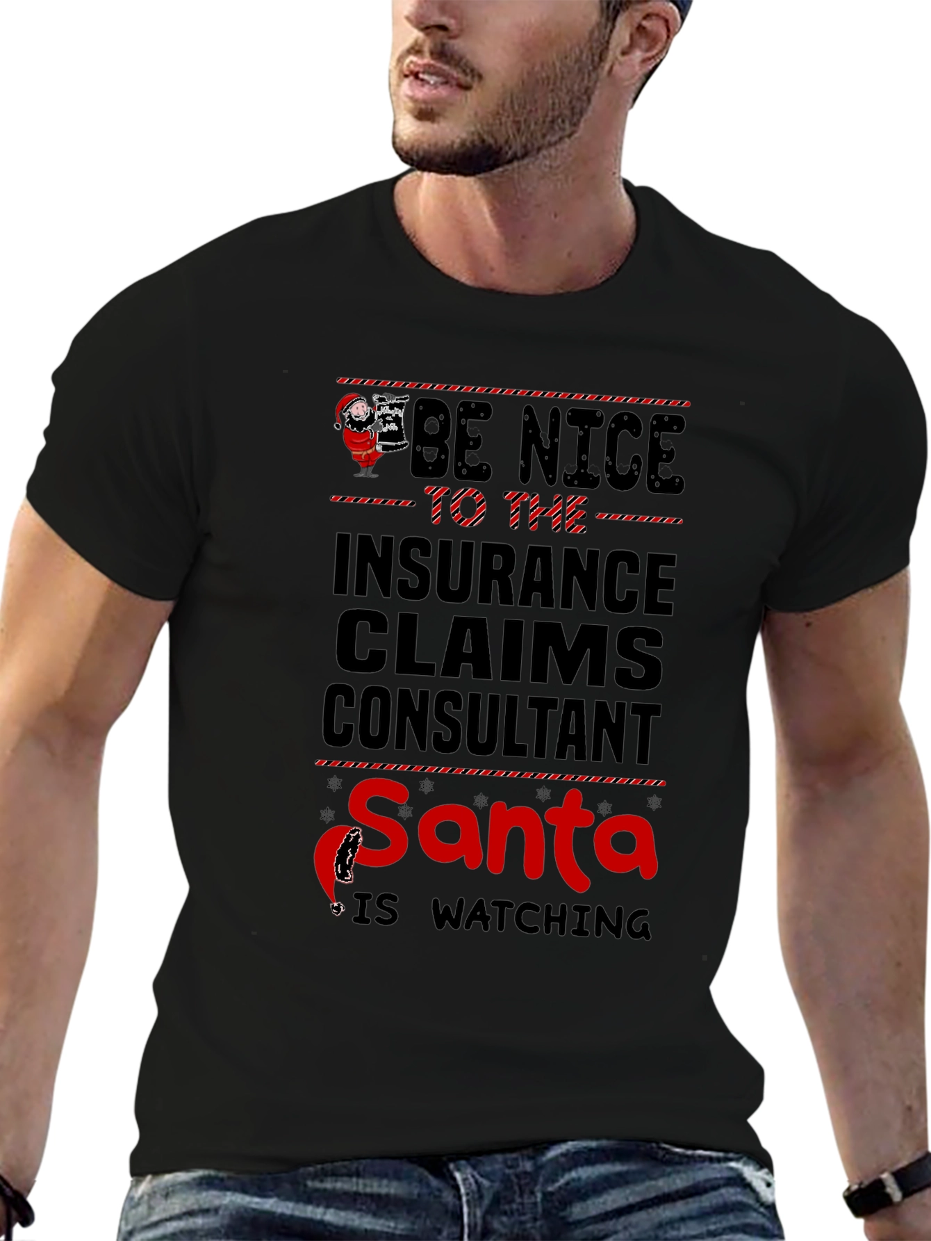 Insurance Claims Consultant Santa Watching T-Shirt
