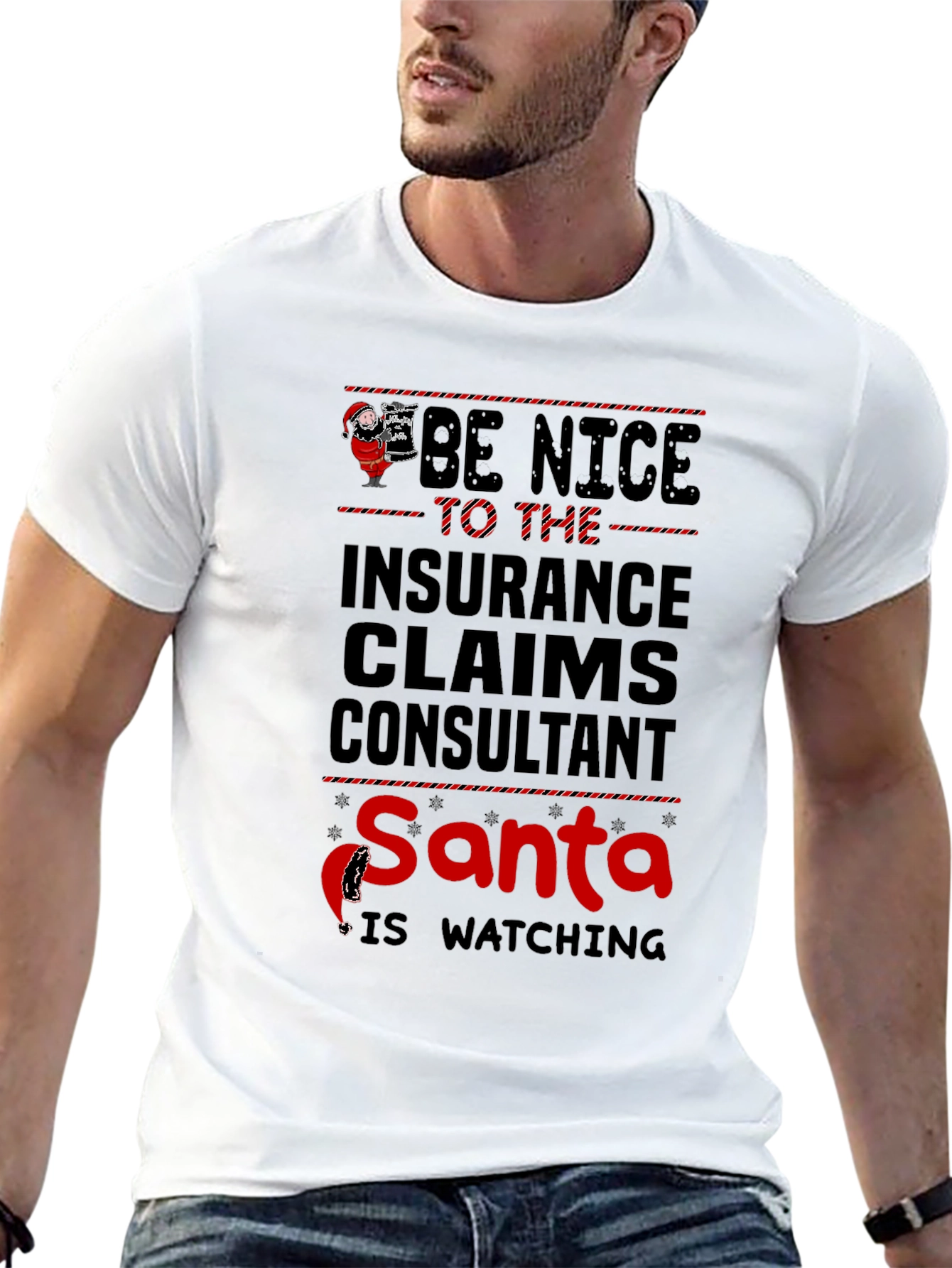 Insurance Claims Consultant Santa Watching T-Shirt