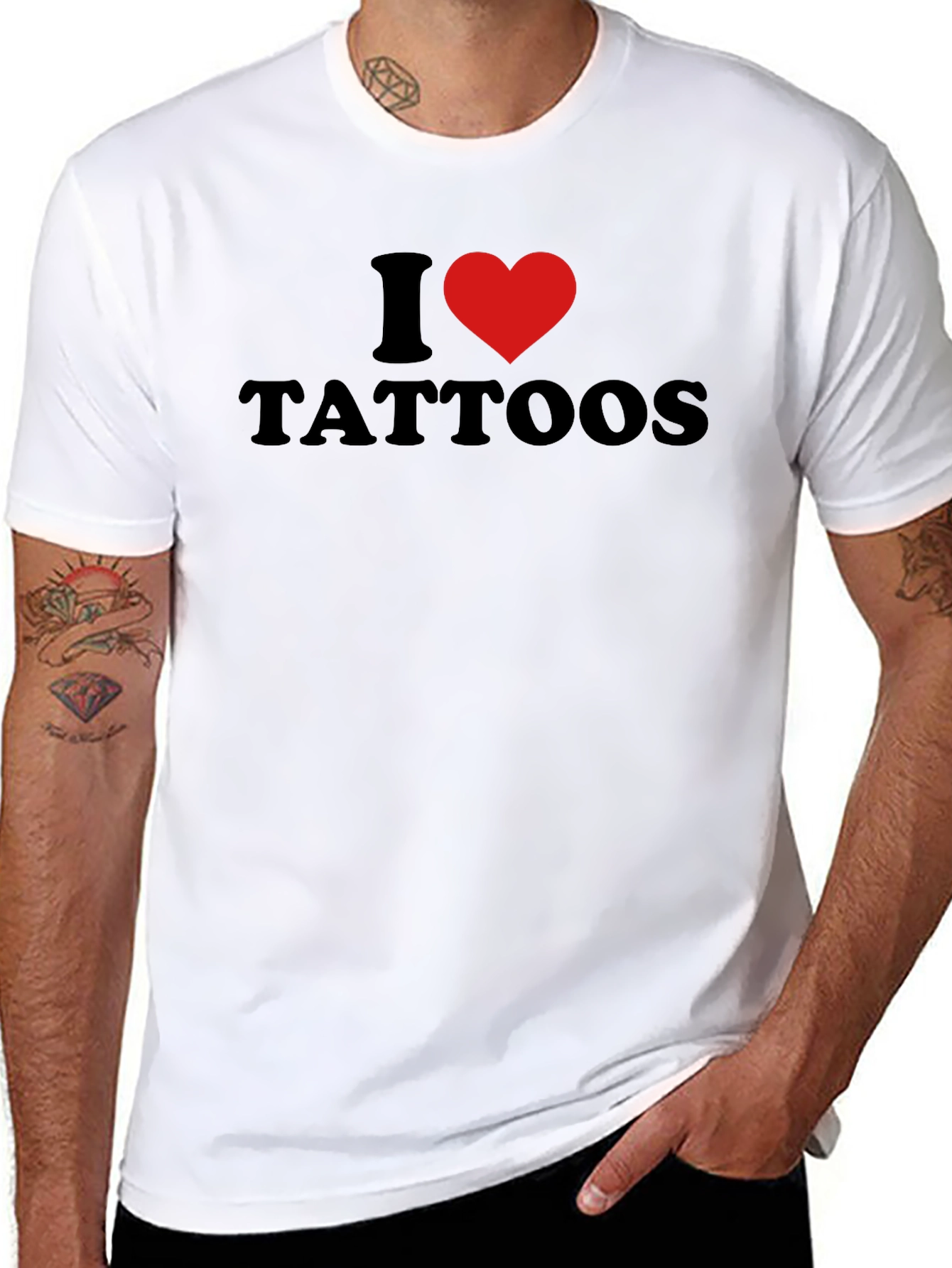 I Heart Tattoos Mens Black Graphic Tee