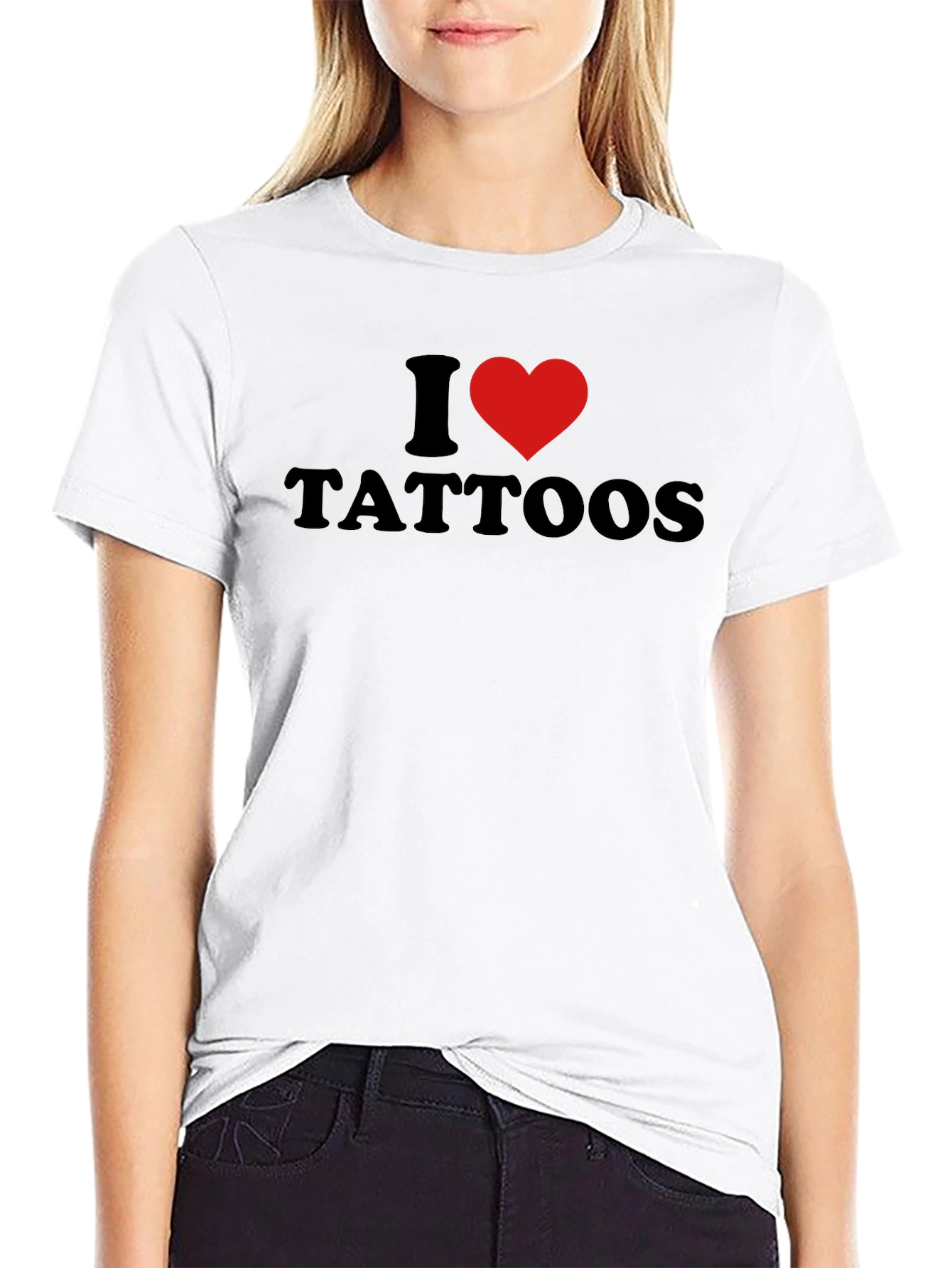 I Heart Tattoos Mens Black Graphic Tee