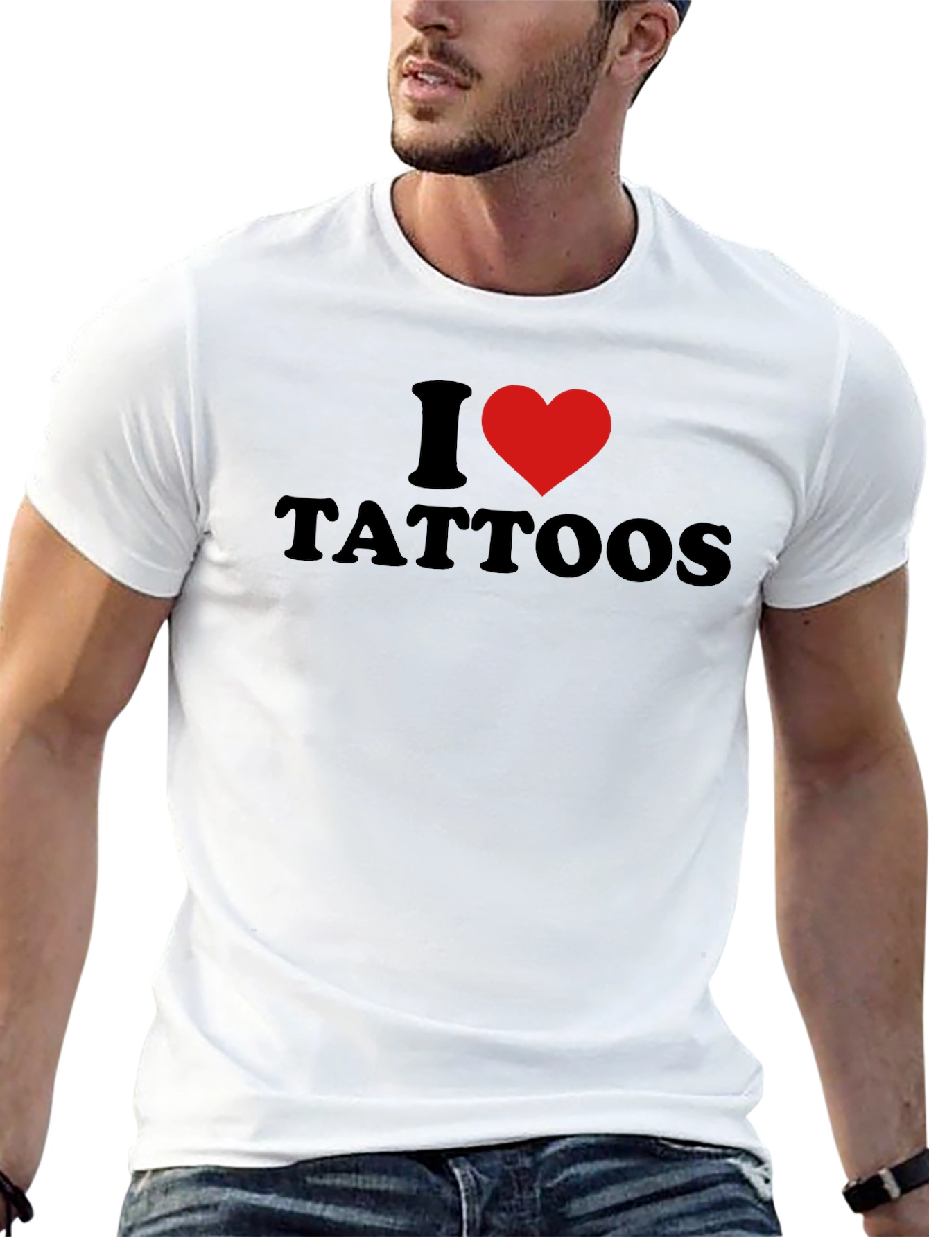 I Heart Tattoos Mens Black Graphic Tee