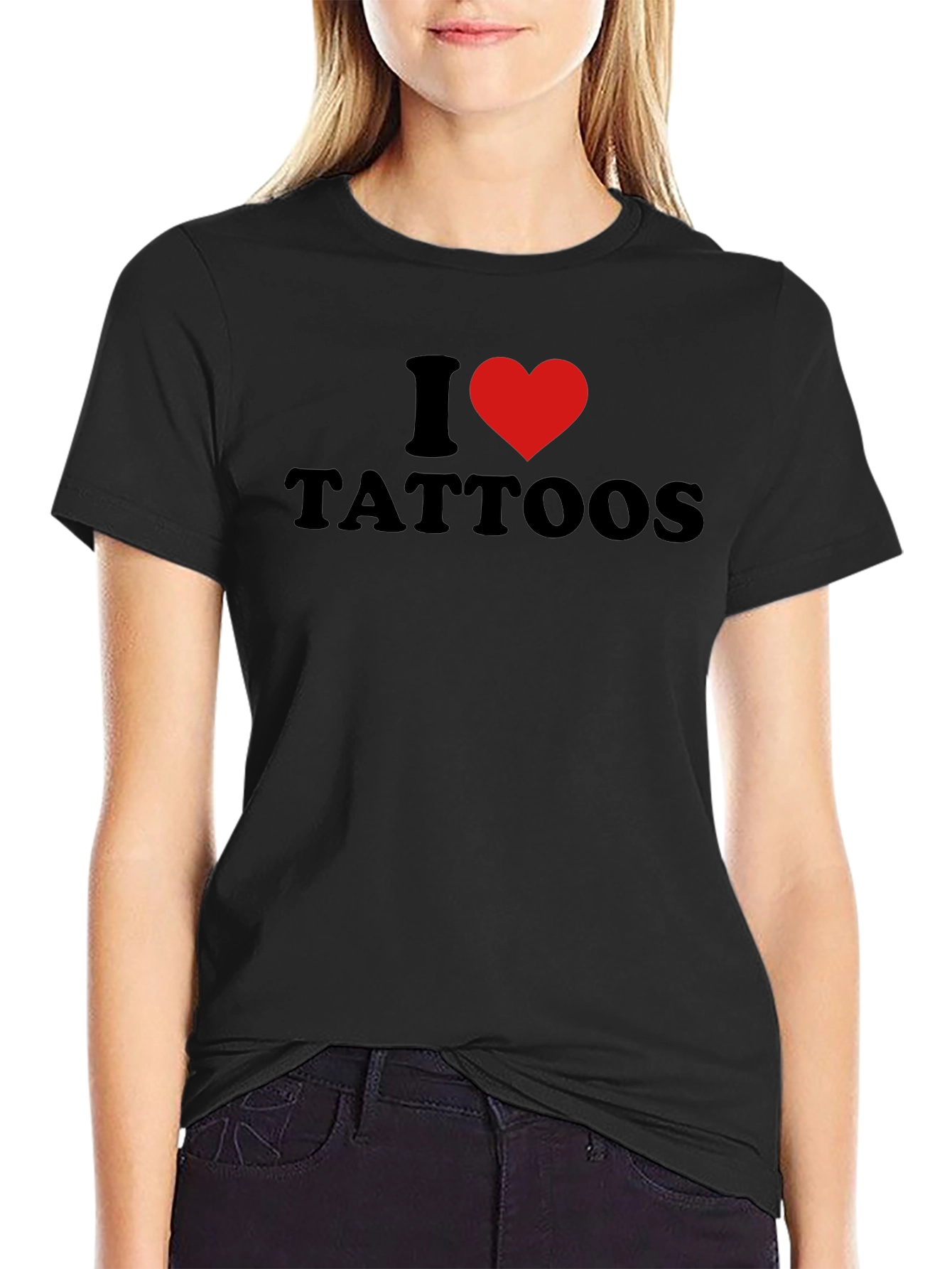 I Heart Tattoos Mens Black Graphic Tee
