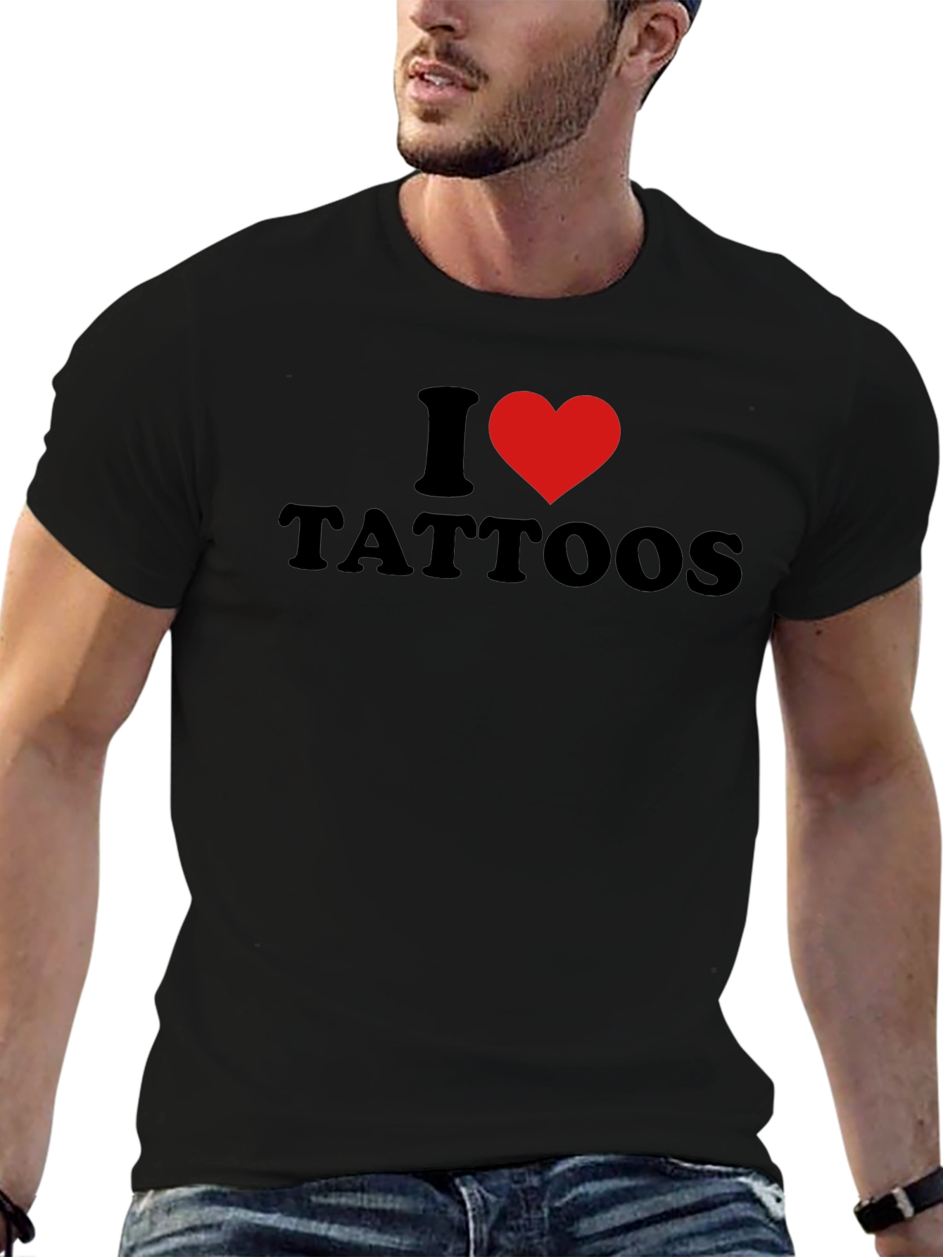 I Heart Tattoos Mens Black Graphic Tee