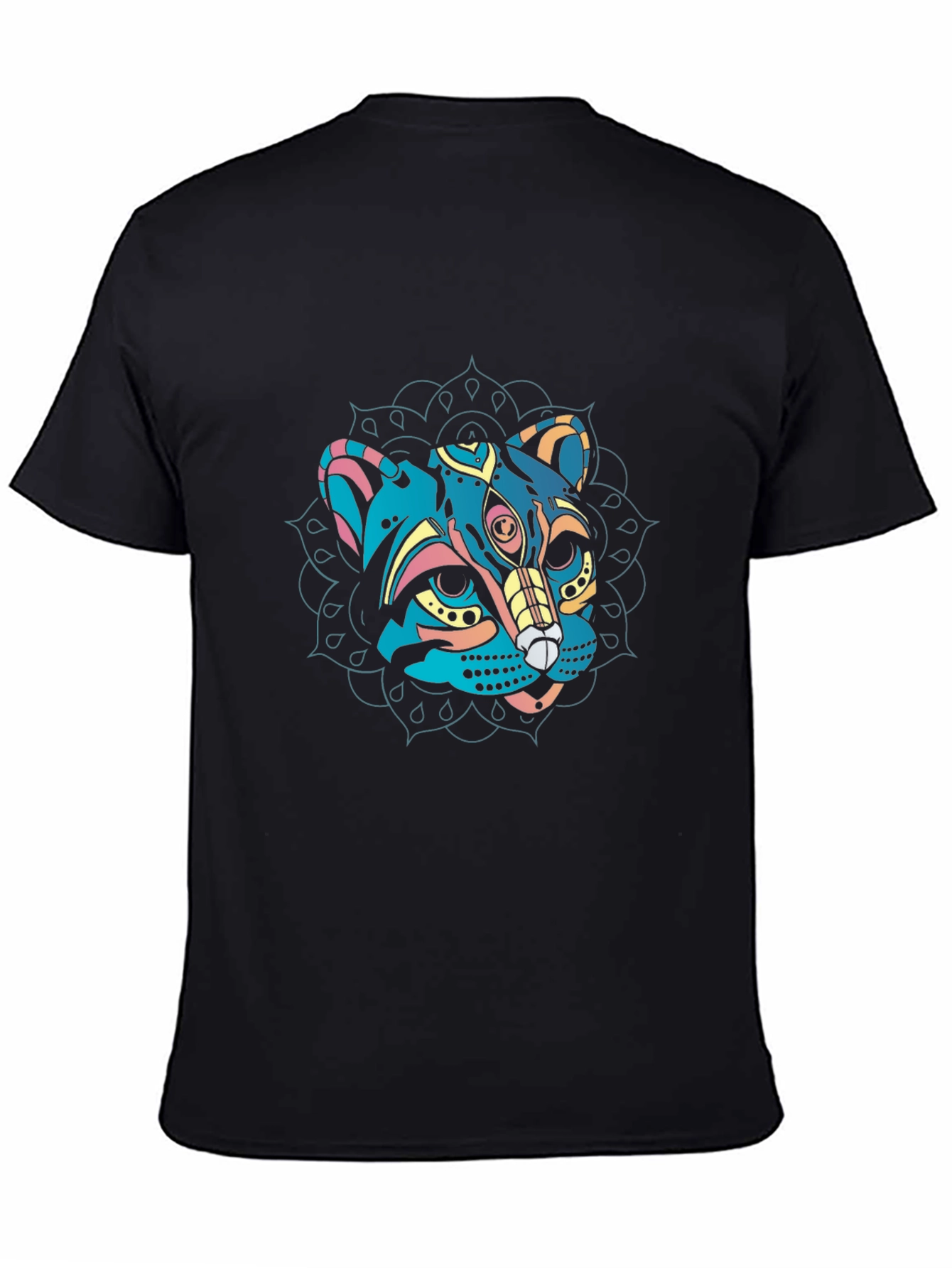 Mystic Cat Mandala Black T-Shirt