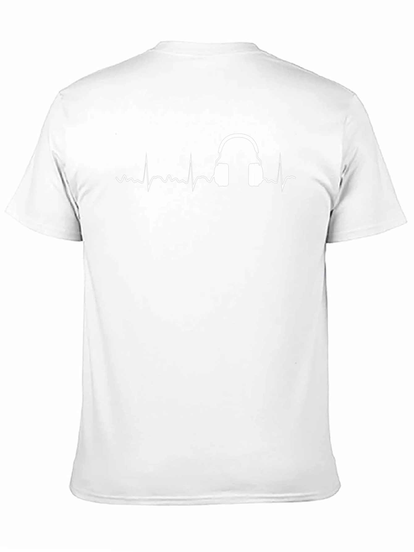 Black T-Shirt with Headphone Heartbeat Design