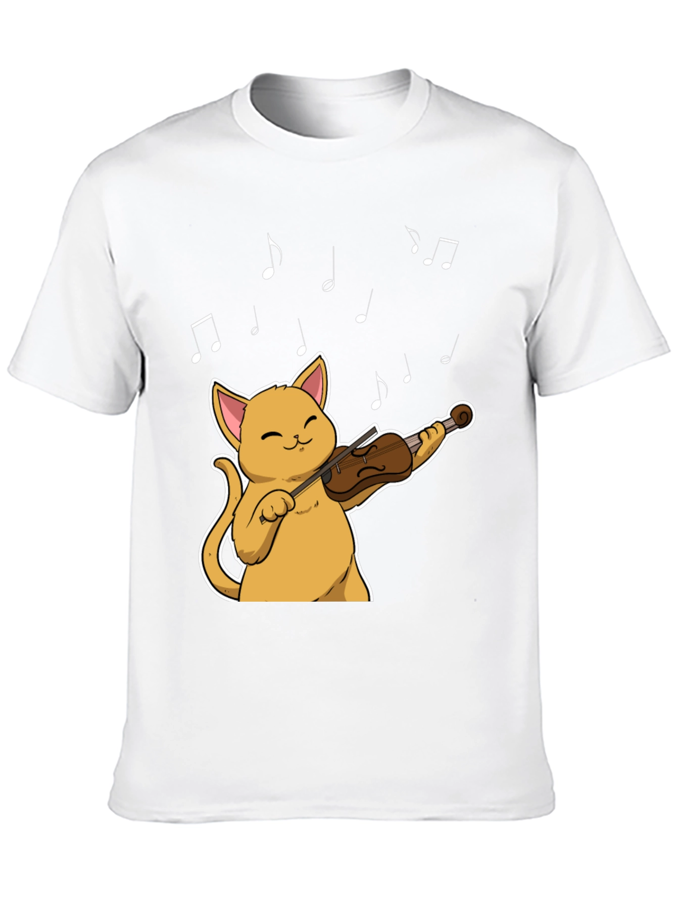 Cat Violinist Black T-Shirt - Musical Feline Tee