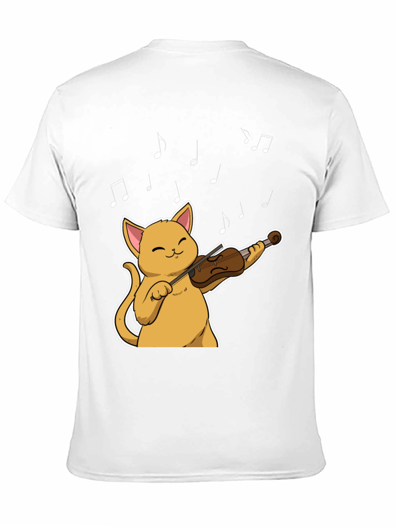 Cat Violinist Black T-Shirt - Musical Feline Tee