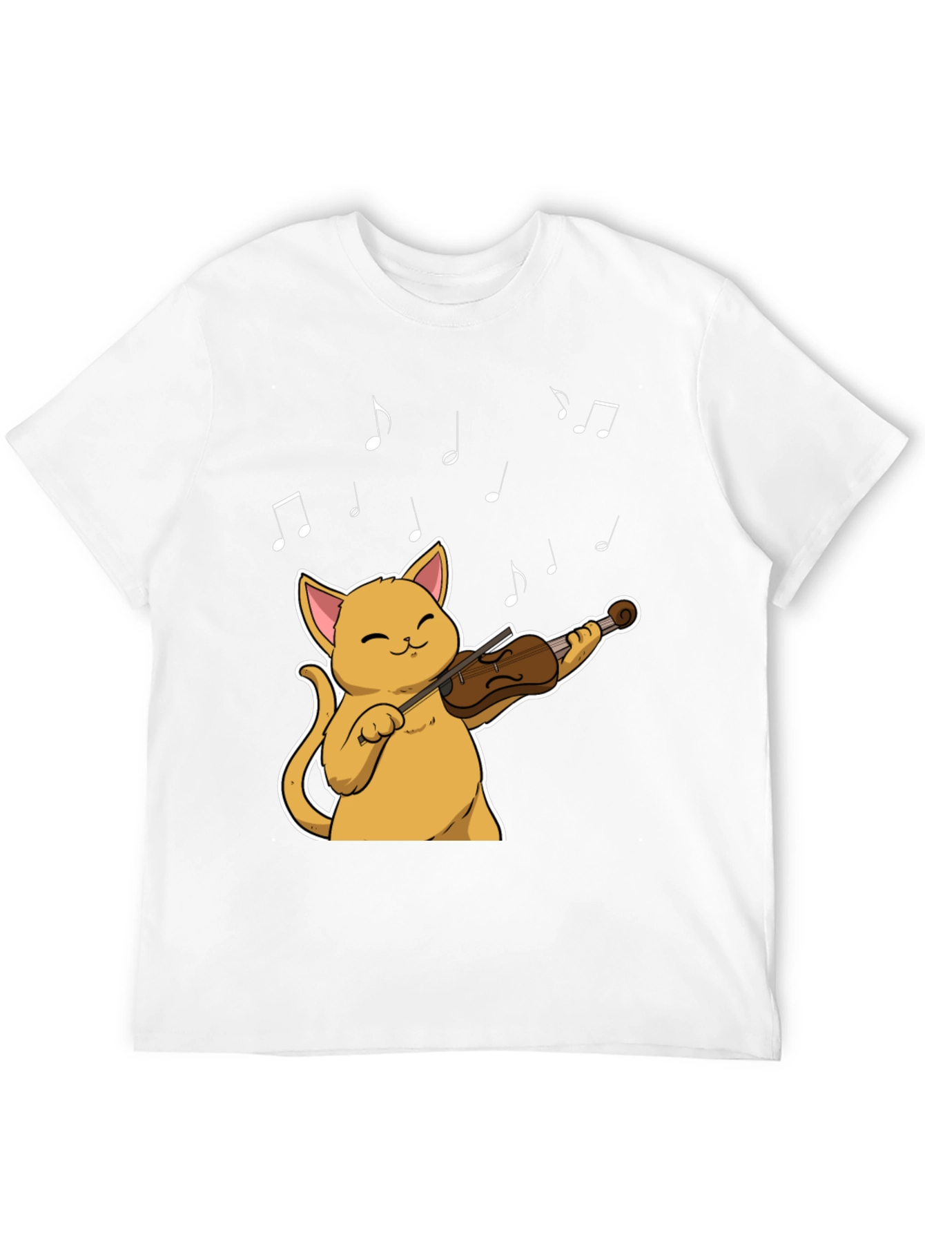 Cat Violinist Black T-Shirt - Musical Feline Tee