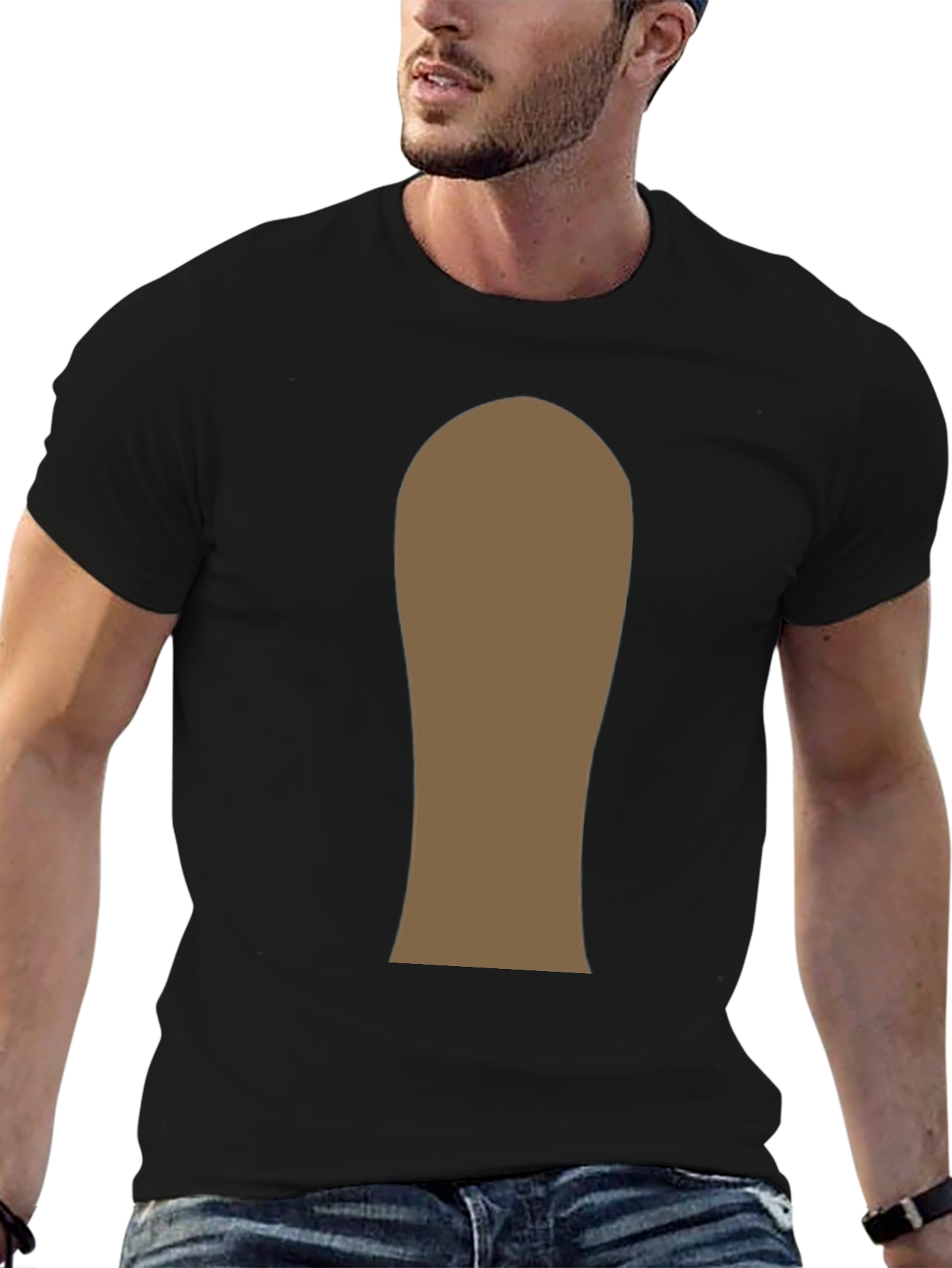 Mens Black T-Shirt with Abstract Brown Design