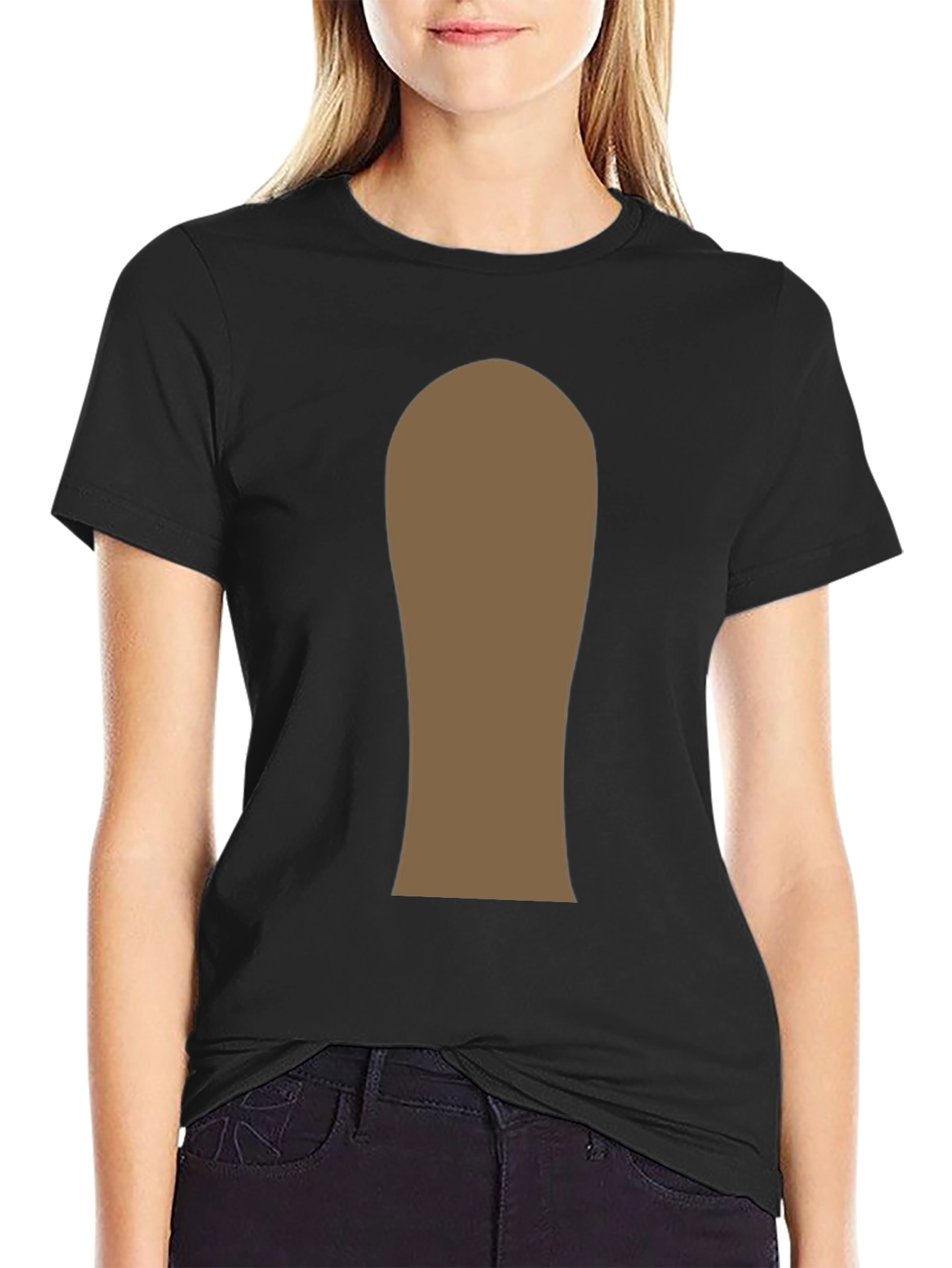 Mens Black T-Shirt with Abstract Brown Design