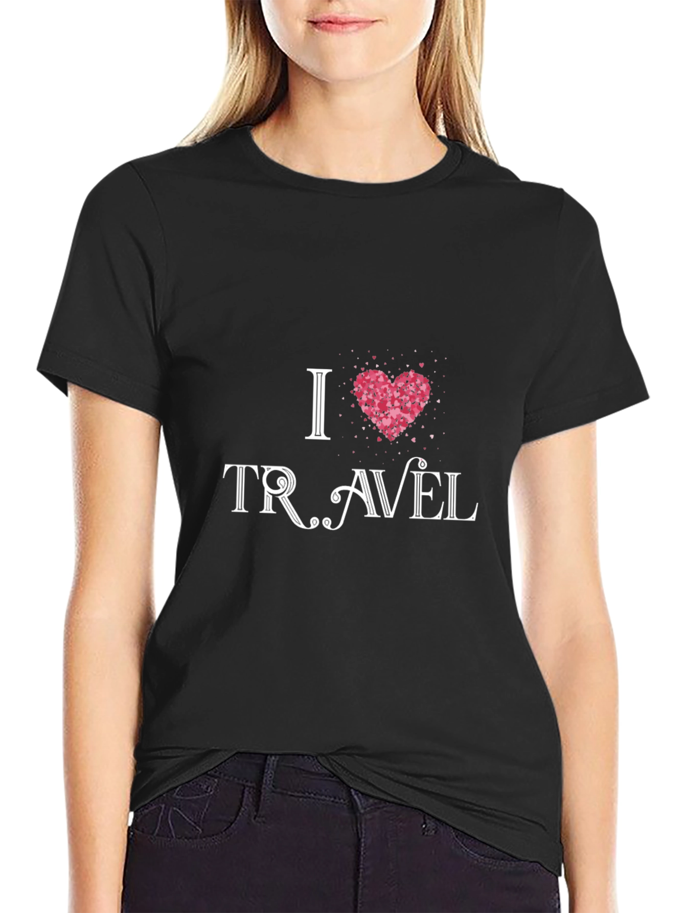 I Heart Travel Black Graphic Tee