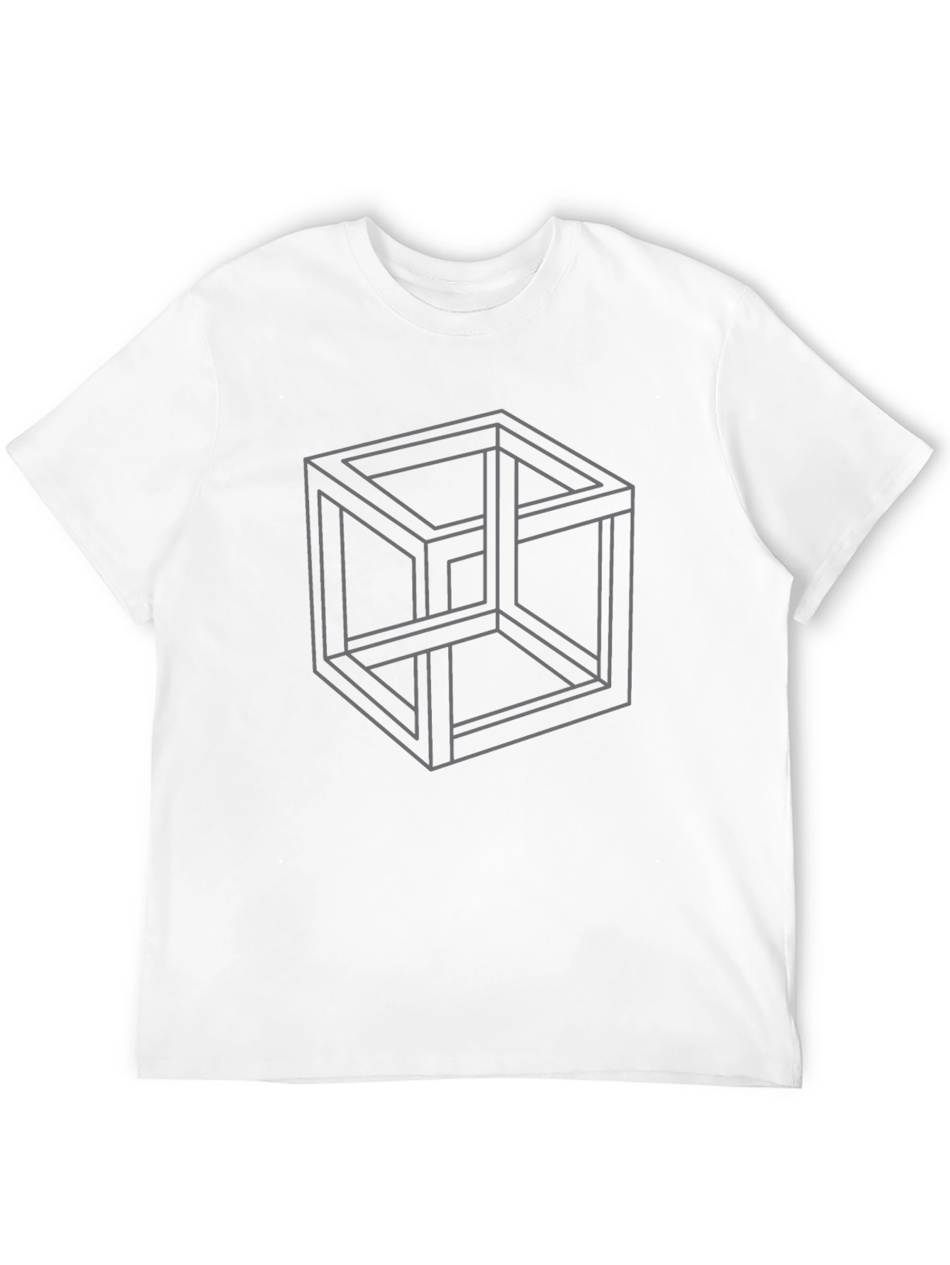 Impossible Cube Black T-Shirt - Geometric Illusion Tee