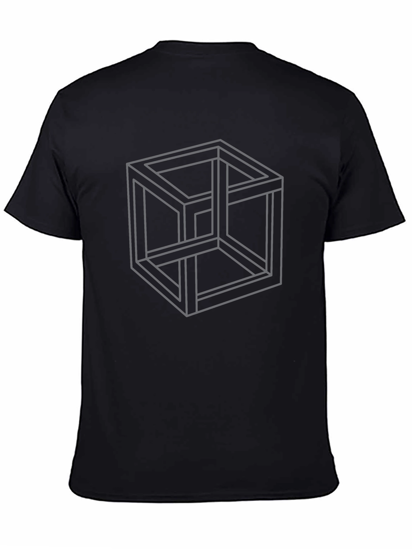 Impossible Cube Black T-Shirt - Geometric Illusion Tee