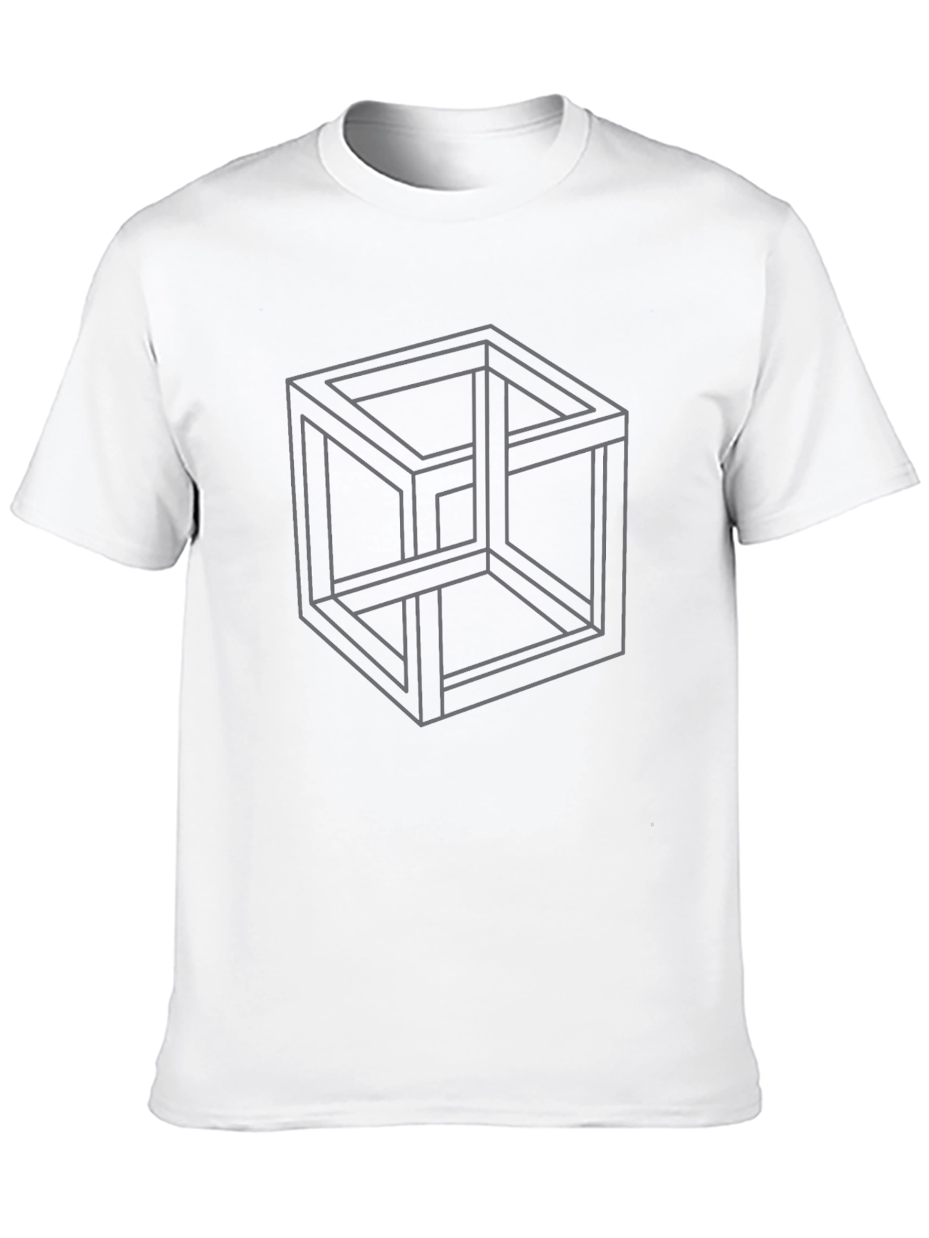 Impossible Cube Black T-Shirt - Geometric Illusion Tee