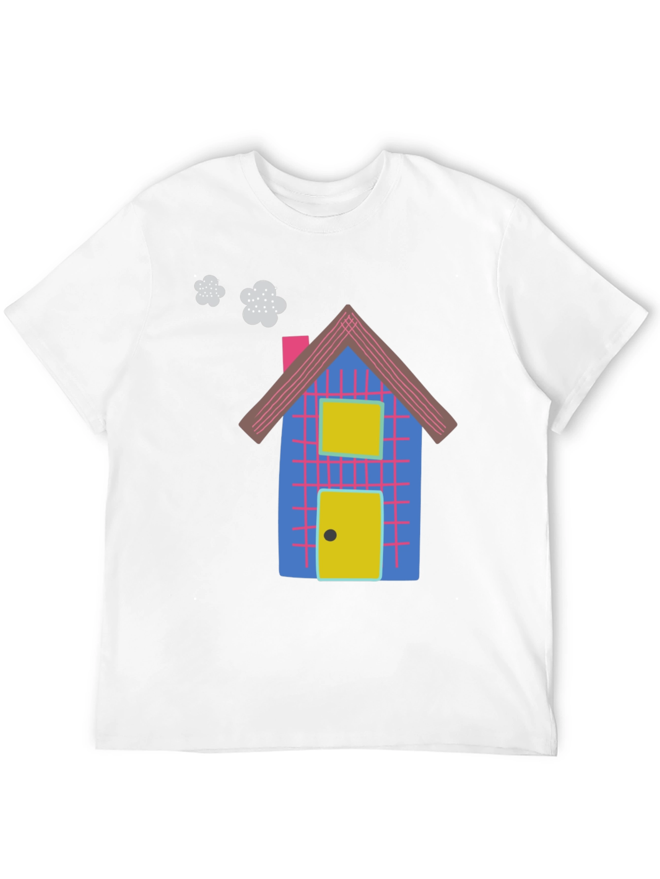 Fun Cartoon House Graphic Black T-Shirt