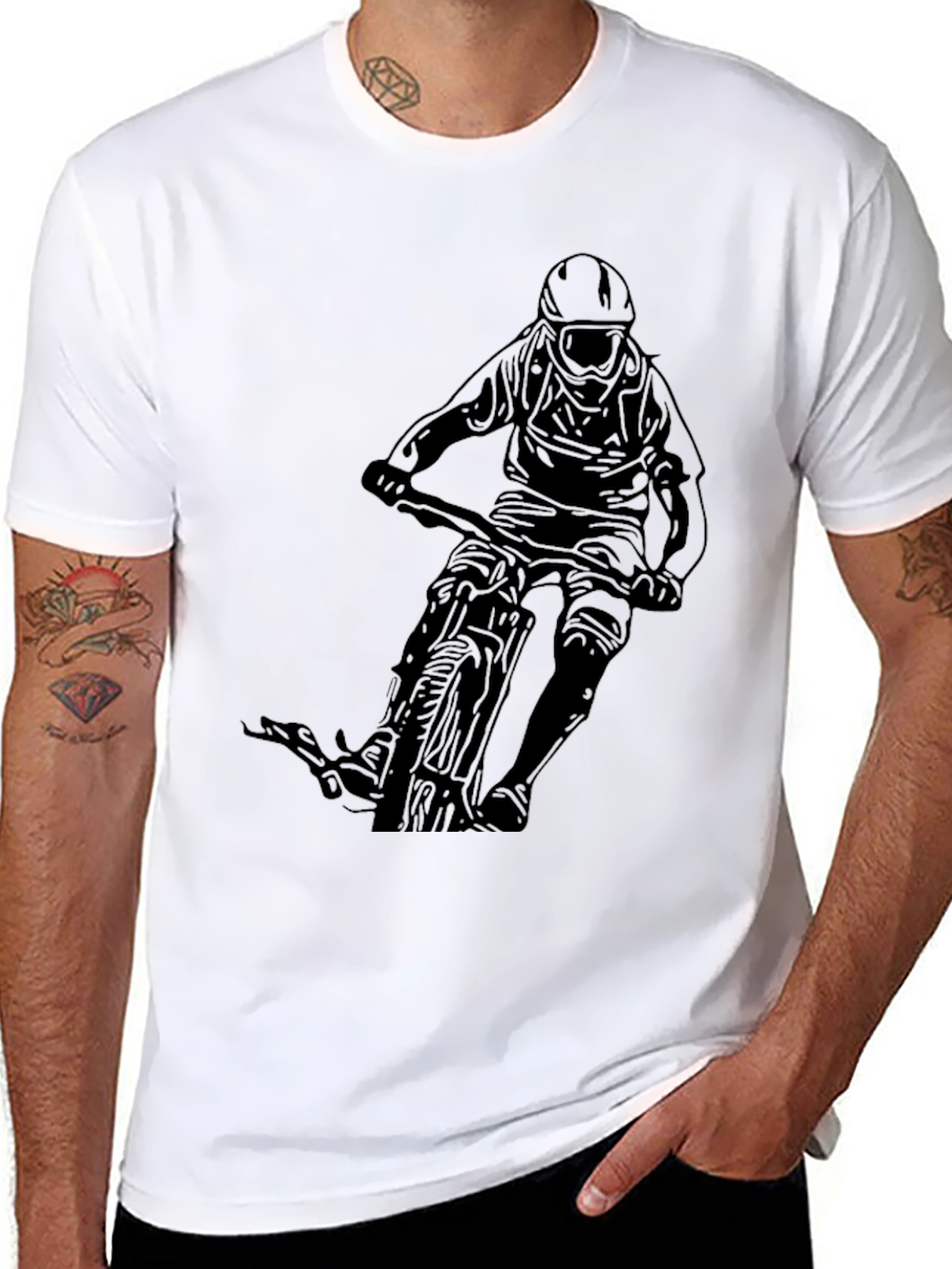 Mountain Biker Graphic Tee - Black Cotton