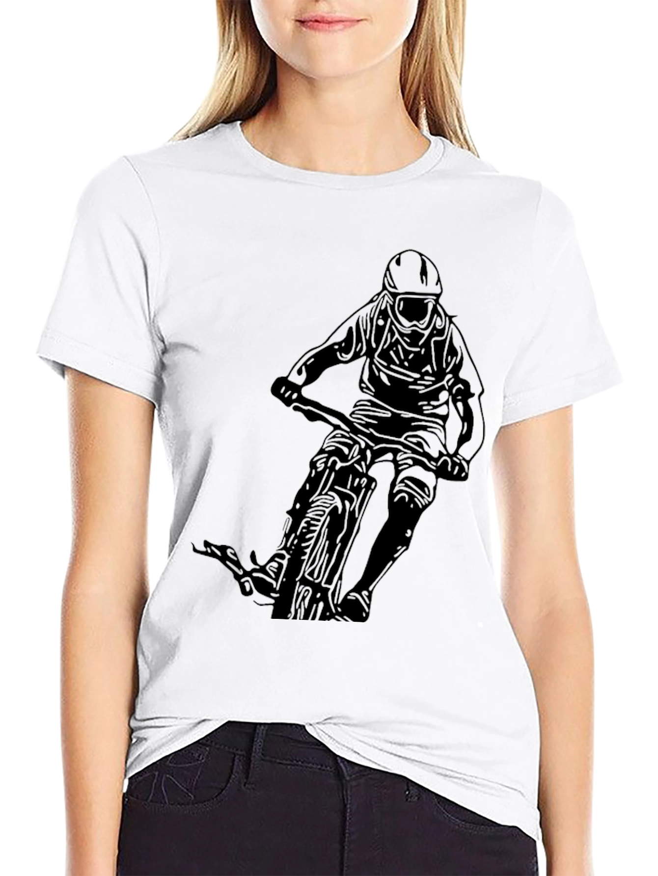 Mountain Biker Graphic Tee - Black Cotton