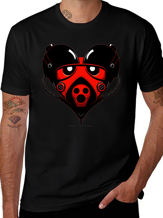 Graphic Tee: Red Heart Gas Mask Design