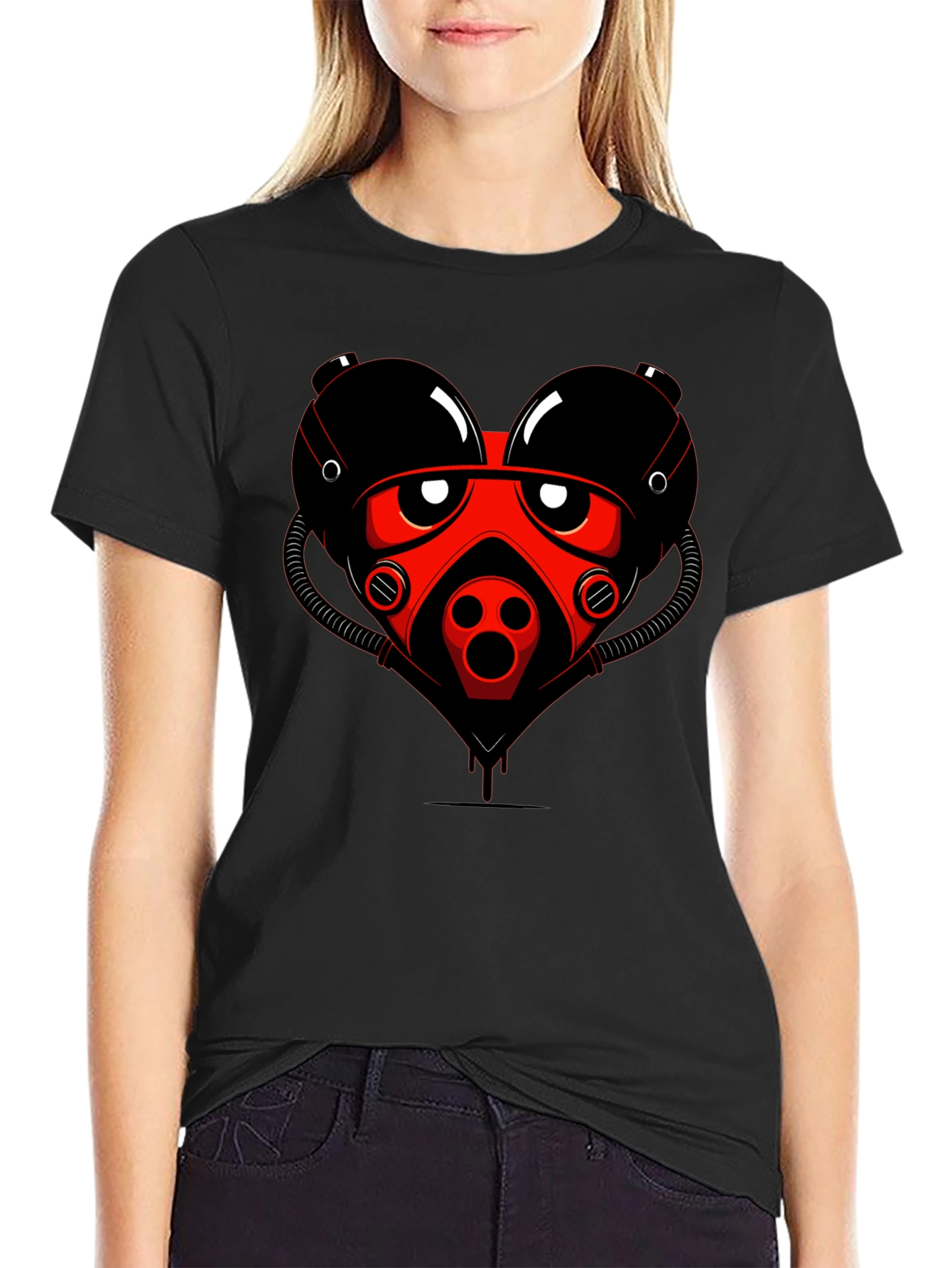 Graphic Tee: Red Heart Gas Mask Design