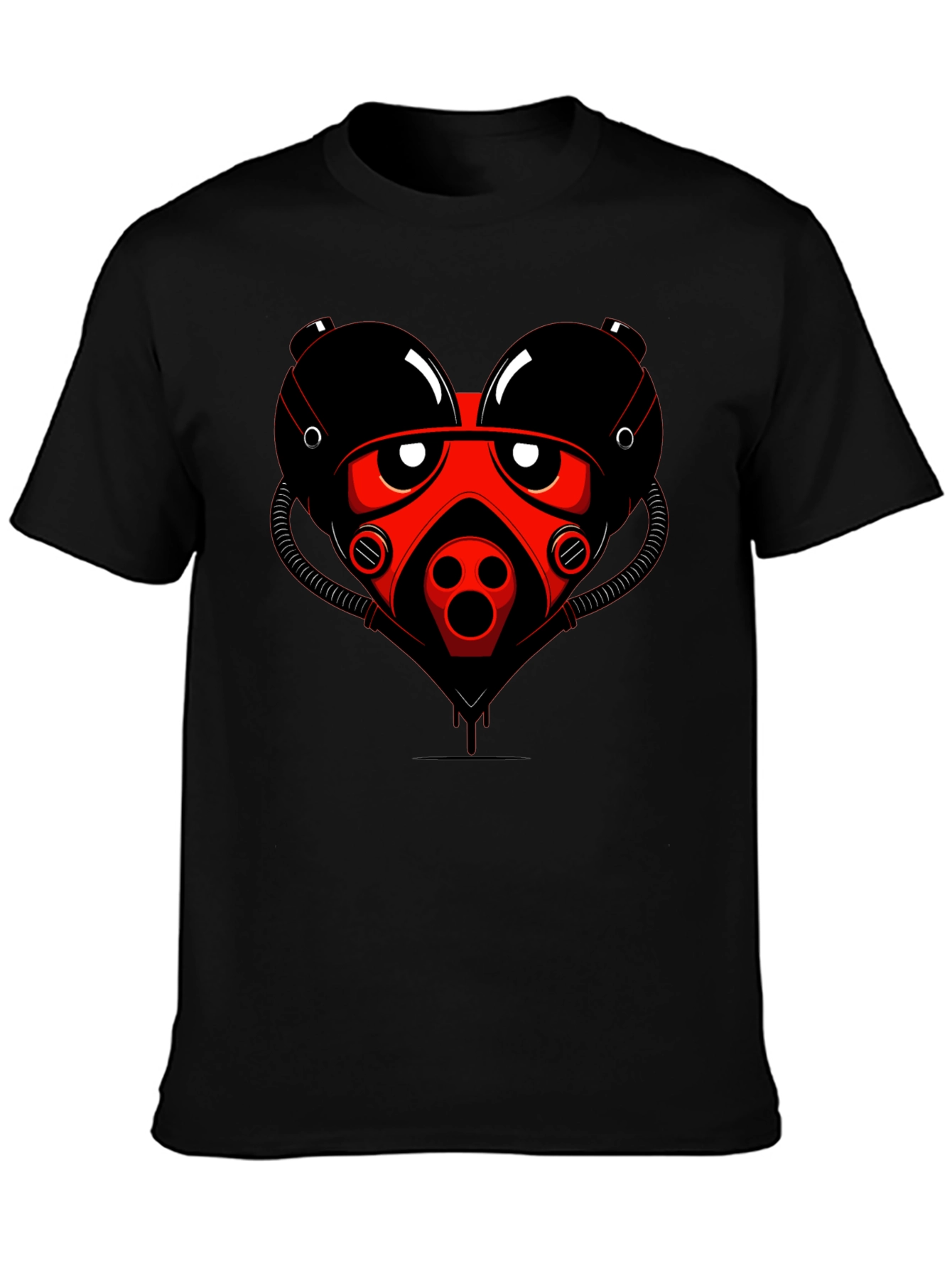 Graphic Tee: Red Heart Gas Mask Design