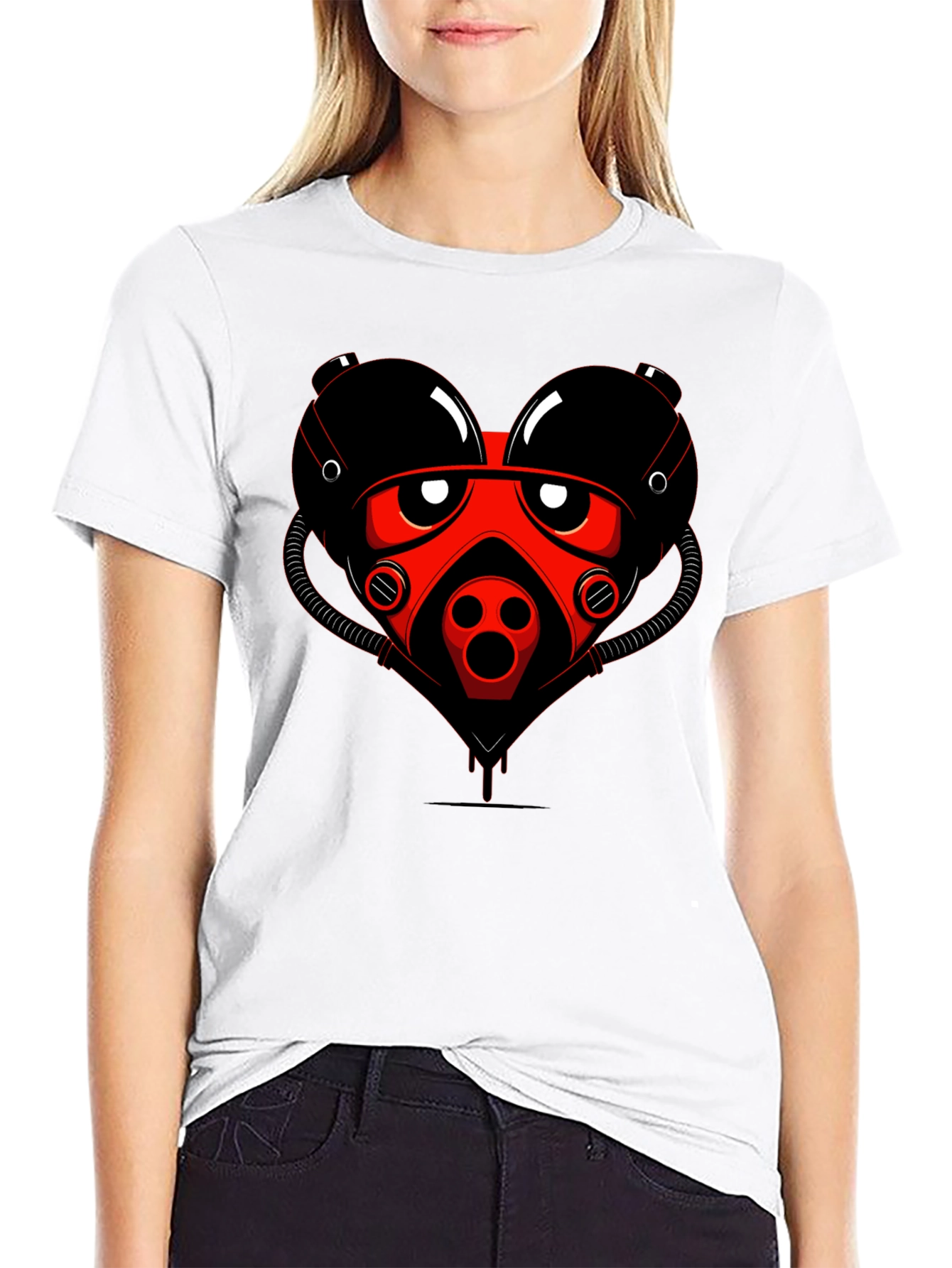 Graphic Tee: Red Heart Gas Mask Design