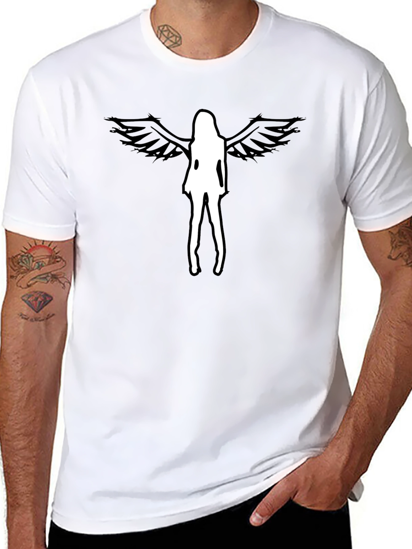 Angel Wings Graphic Tee - Mens Black T-Shirt