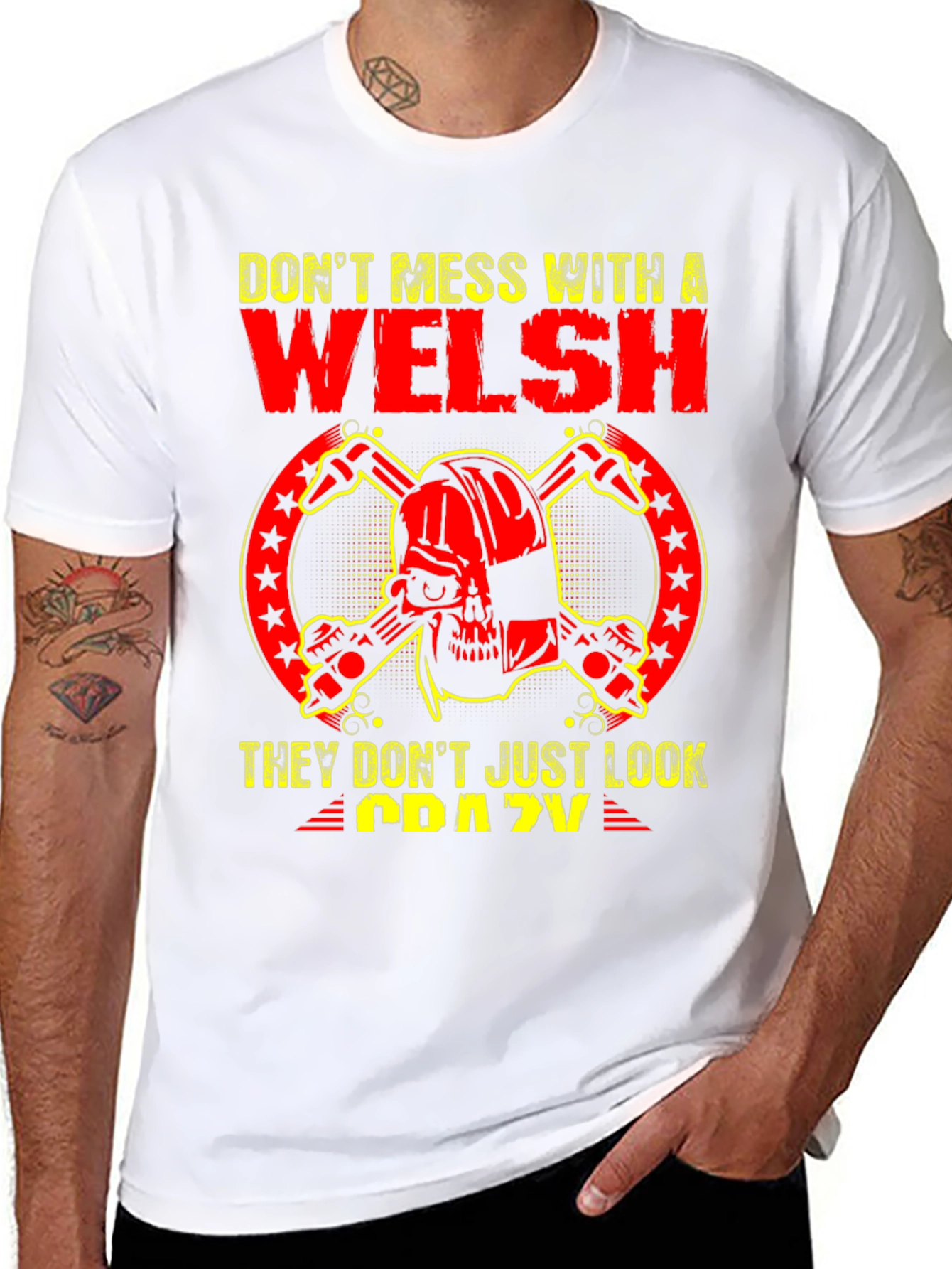 Welsh Crazy Skull Graphic T-Shirt