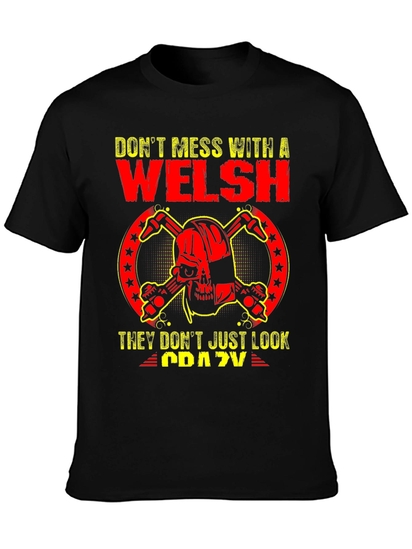 Welsh Crazy Skull Graphic T-Shirt