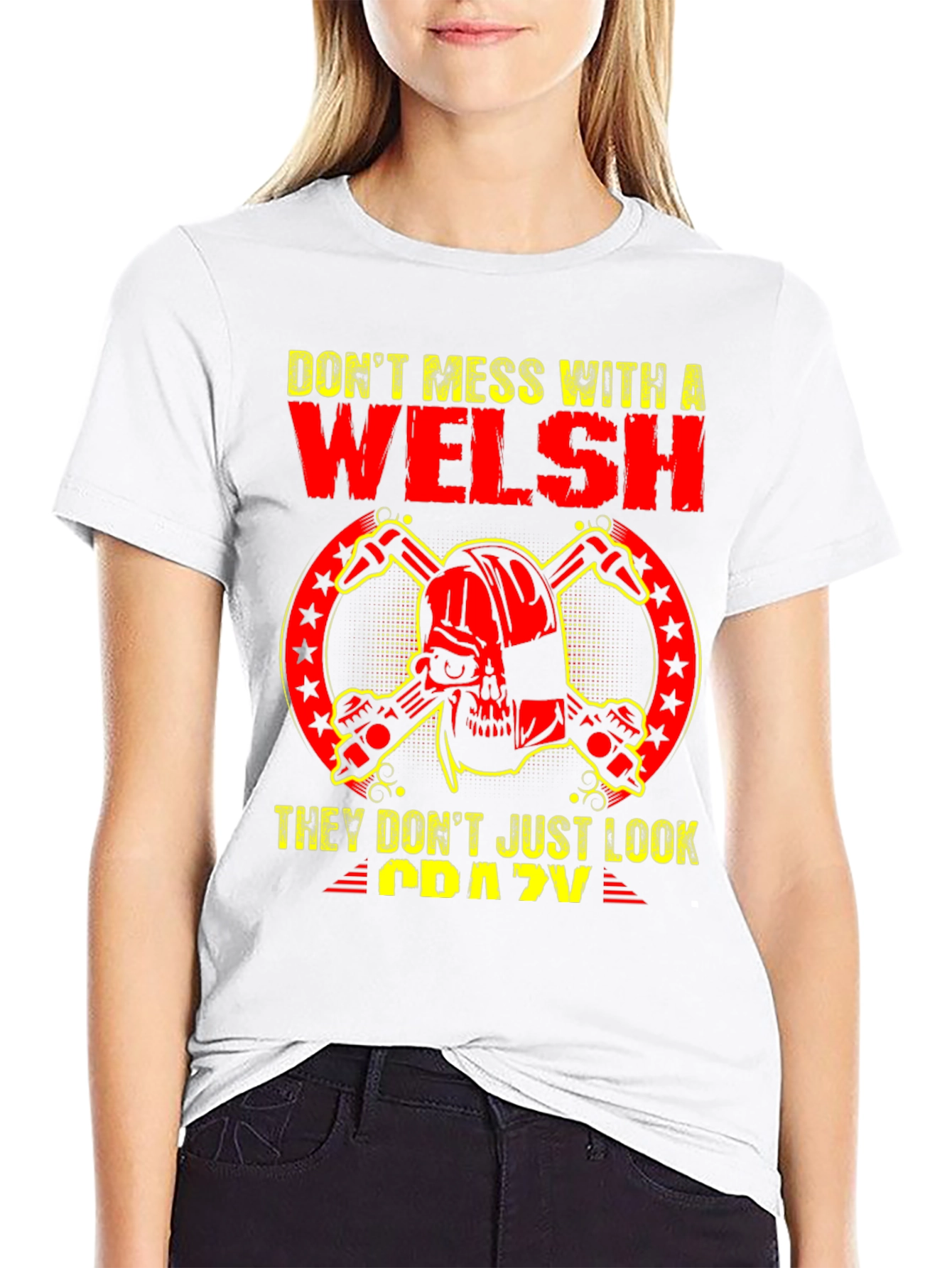 Welsh Crazy Skull Graphic T-Shirt