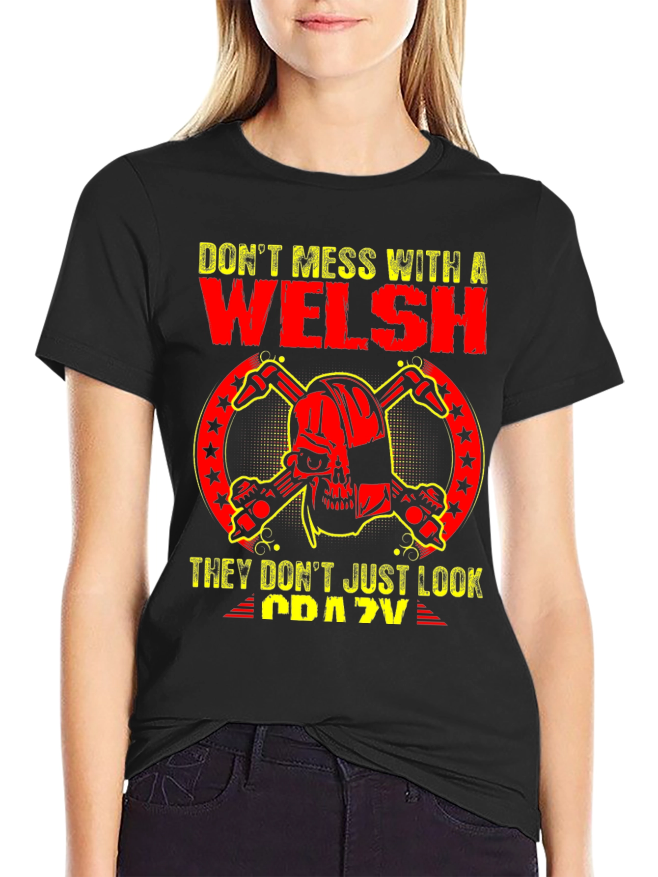 Welsh Crazy Skull Graphic T-Shirt