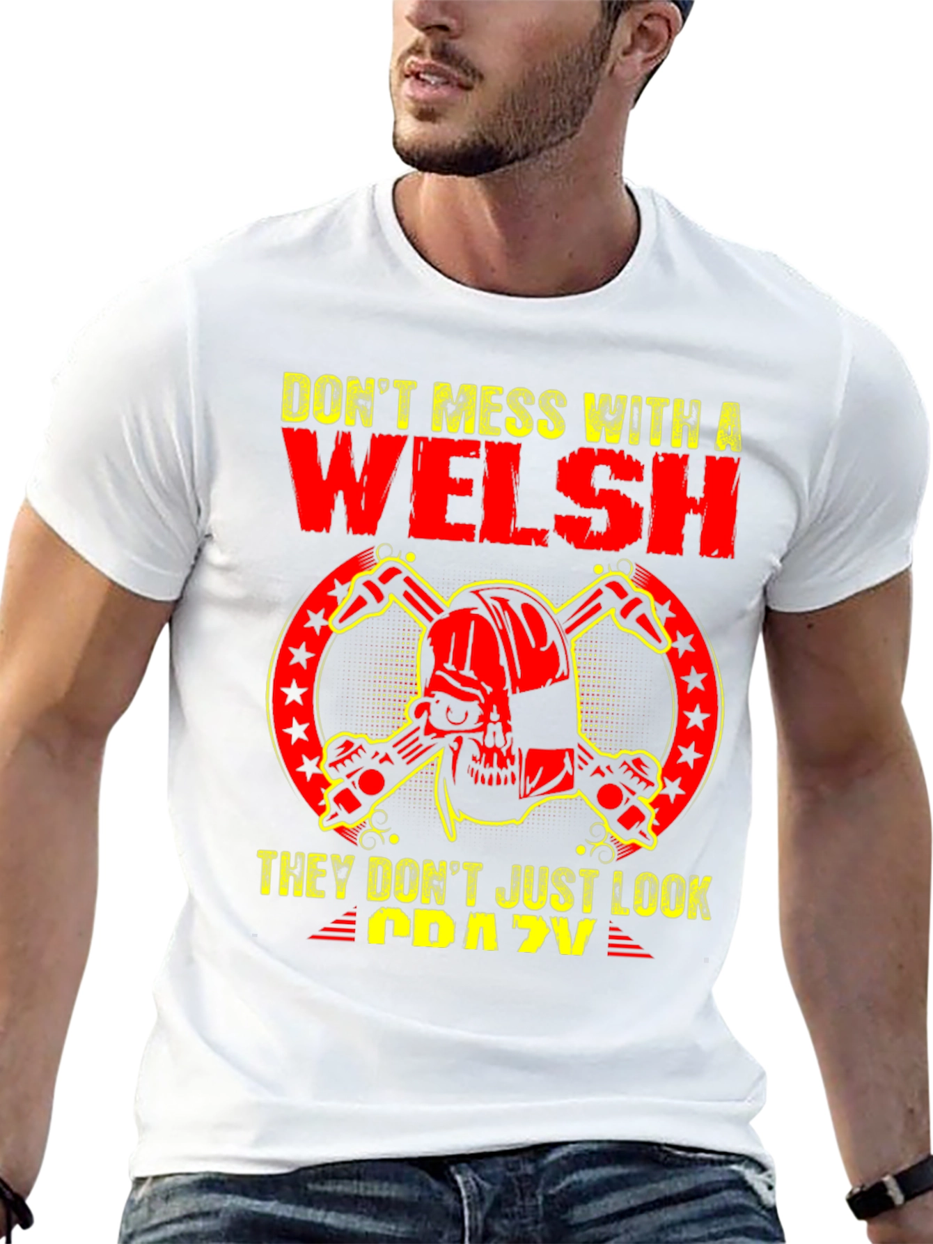 Welsh Crazy Skull Graphic T-Shirt