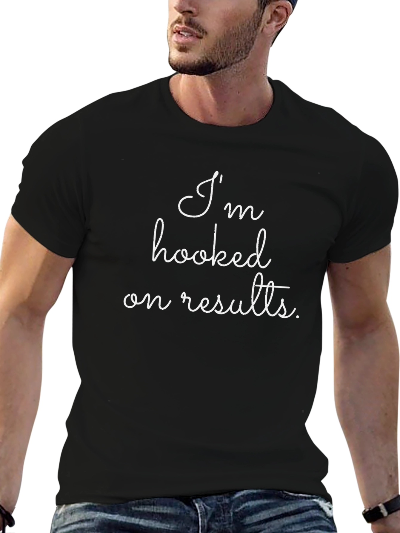 Hooked on Results Black Graphic Tee