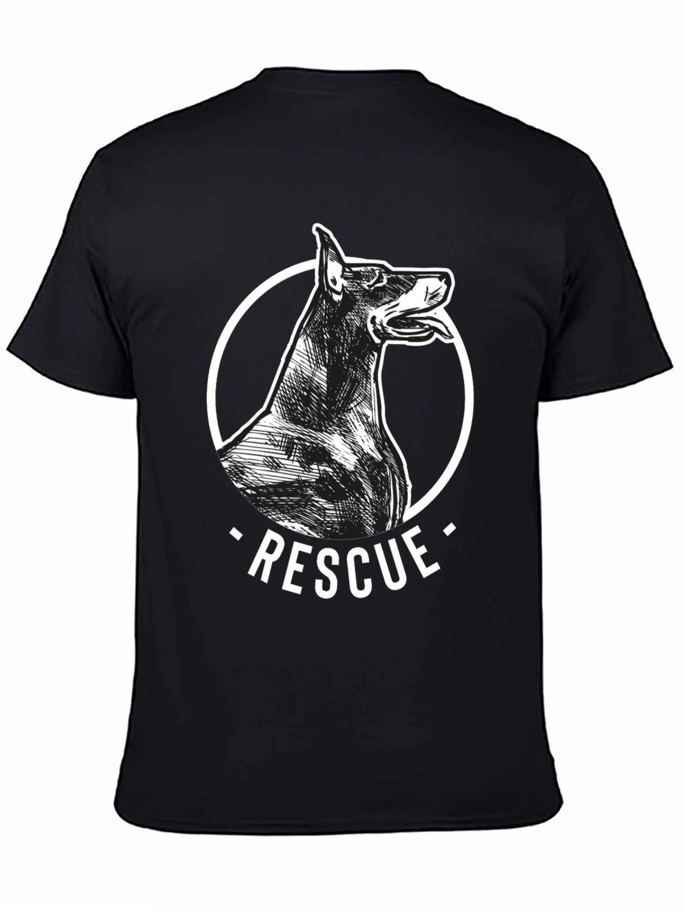Doberman Rescue Dog Black Graphic Tee